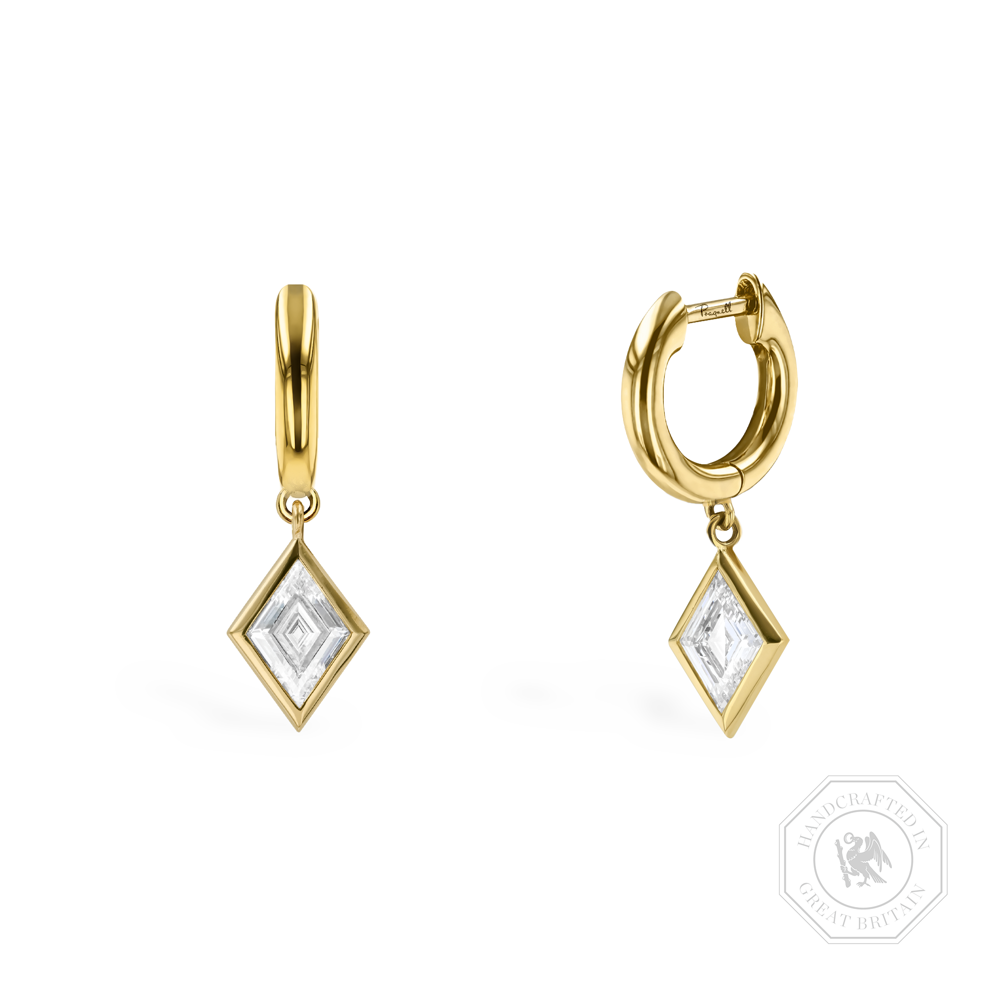 Lozenge Cut 1.33ct Diamond Drop Earrings Lozenge Cut, Rubover Set_1
