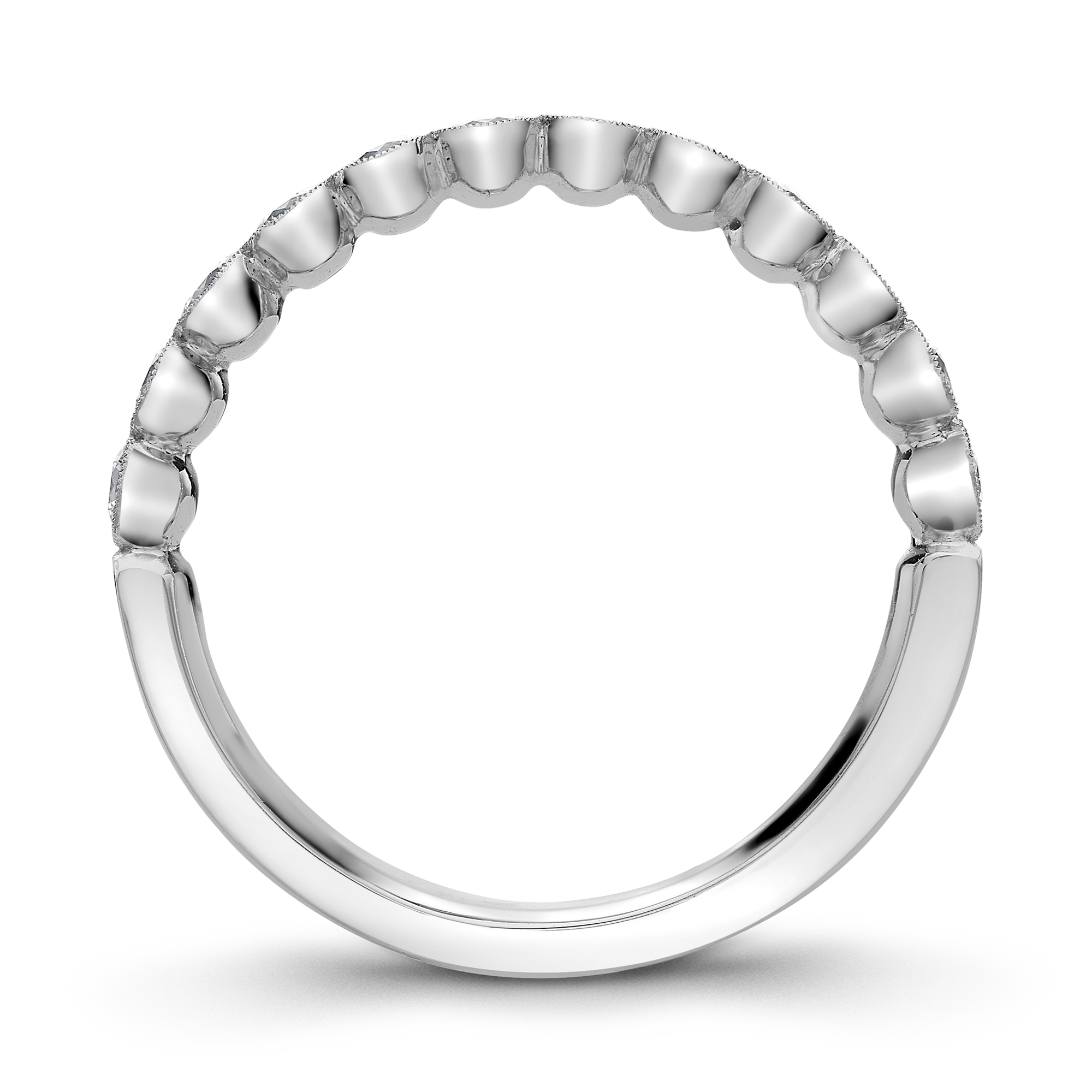 Diamond Dot Half Eternity Ring Brilliant Cut, Half Eternity, Millegrain Set_3