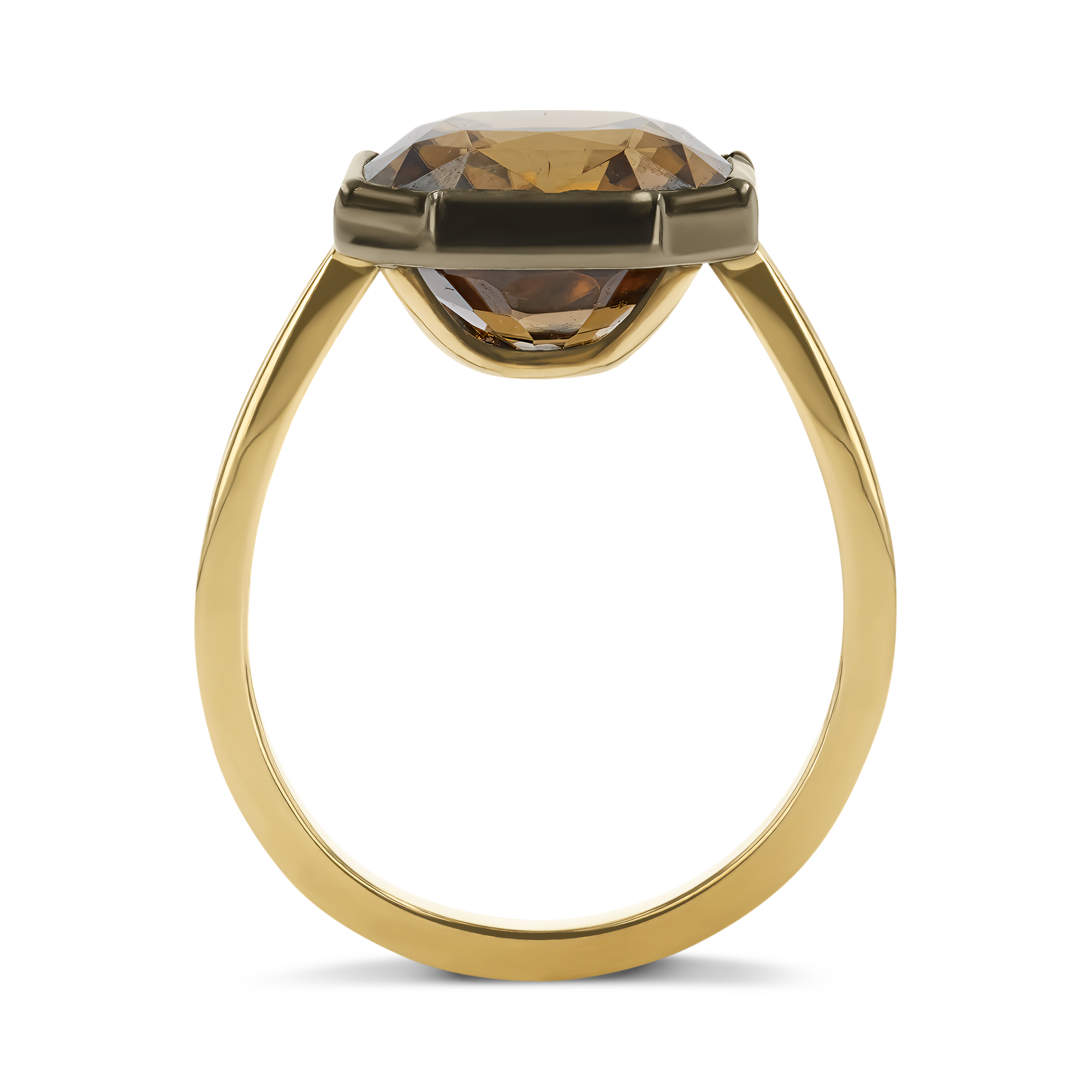 Cushion Cut Brown Zircon Ring Cushion Cut, Cut down Claw set_3