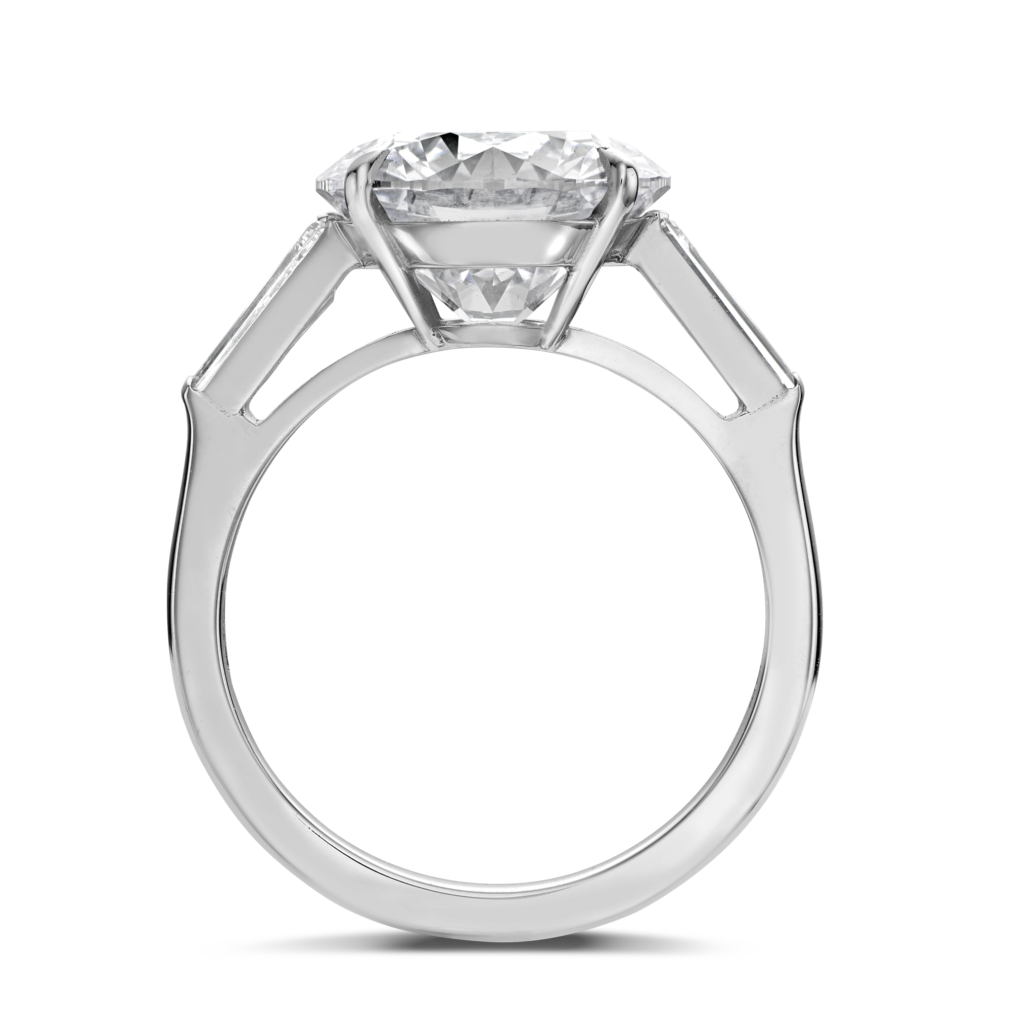 Regency 5.08ct Diamond Solitaire Ring Brilliant & Tapered Baguette Cut, Claw & Channel Set_3
