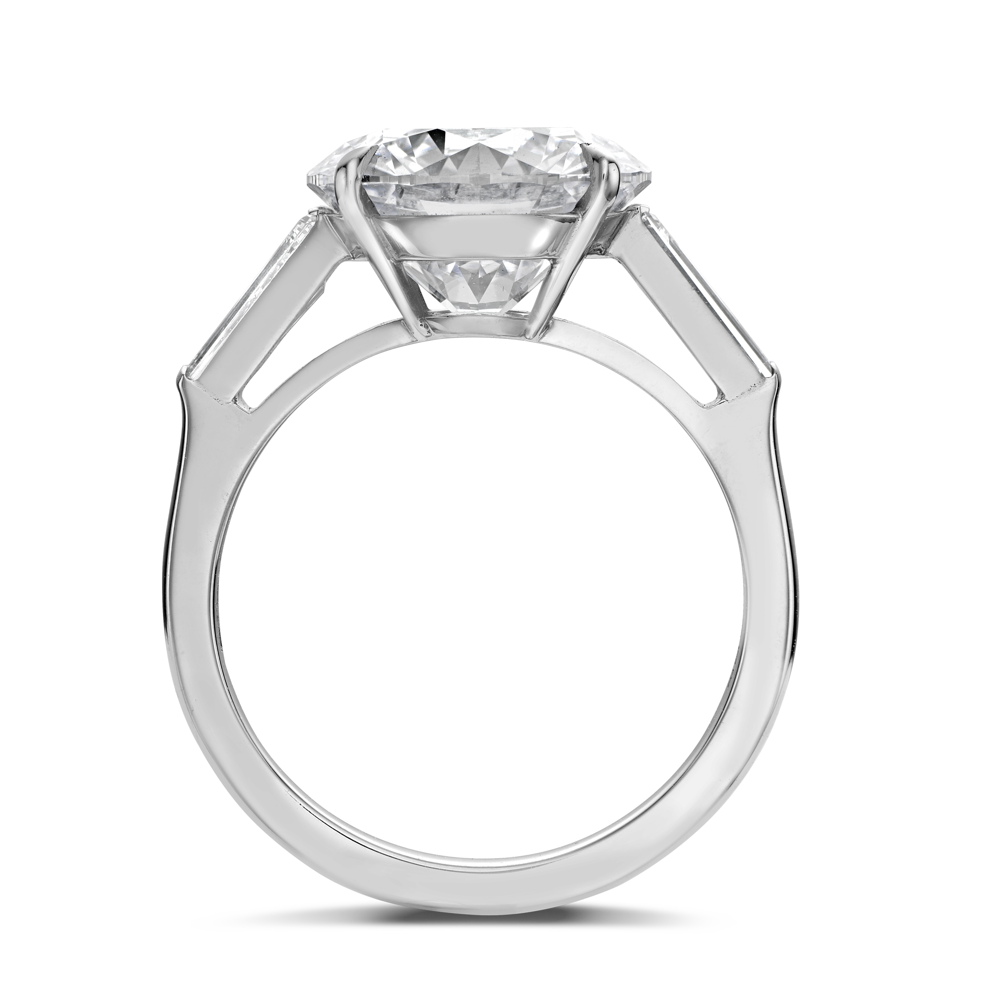 Regency 5.08ct Diamond Solitaire Ring Brilliant & Tapered Baguette Cut, Claw & Channel Set_3