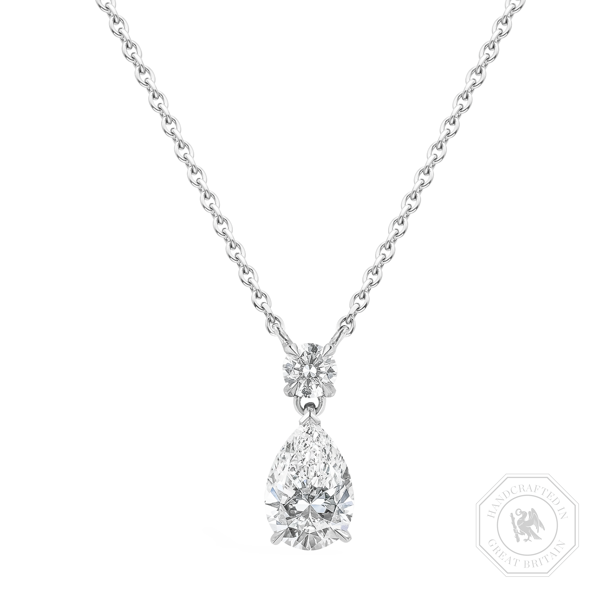 Pear Shaped 0.90ct Diamond Pendant Pear & Brilliant Cut, Claw Set_1