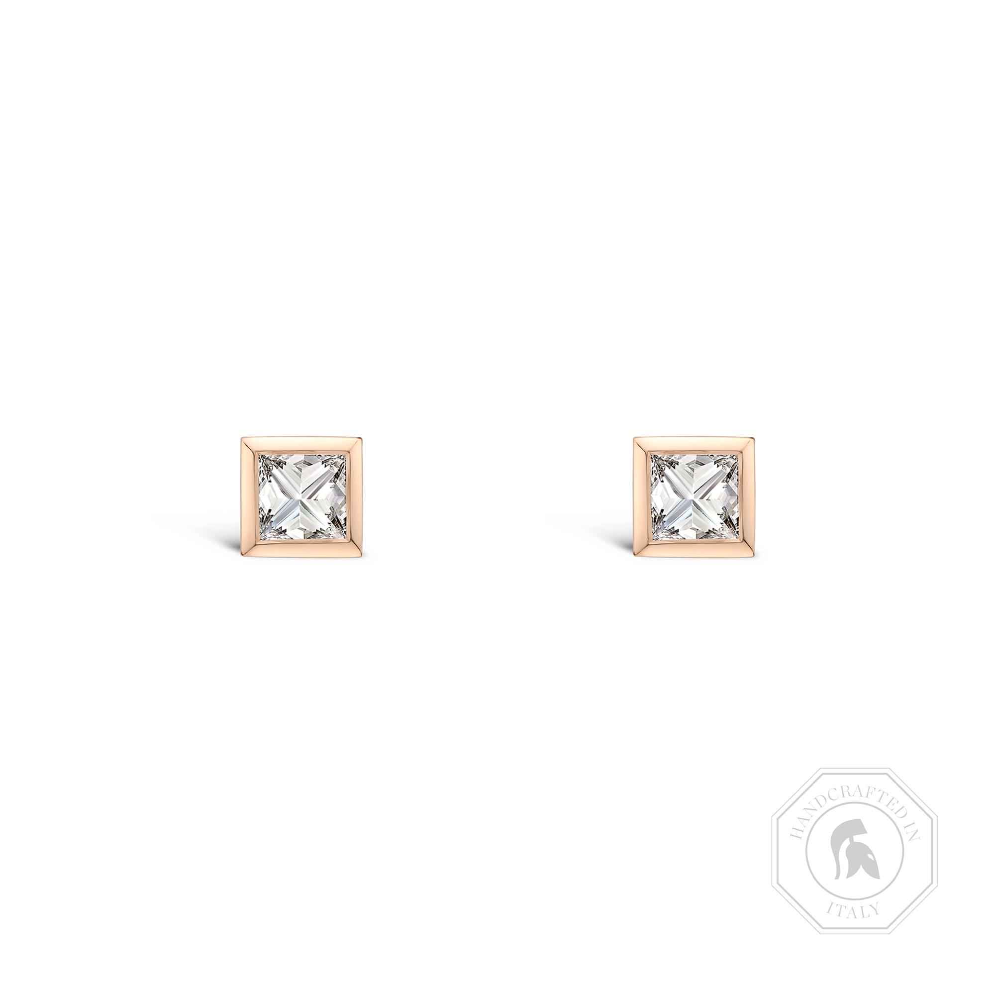 RockChic Diamond Studs Princess Cut, Rubover Set_1