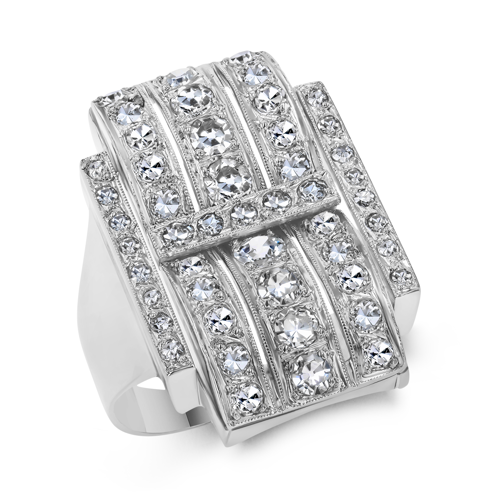 Old European Cut Diamond Cluster Ring Old European Cut, Pave Set_1