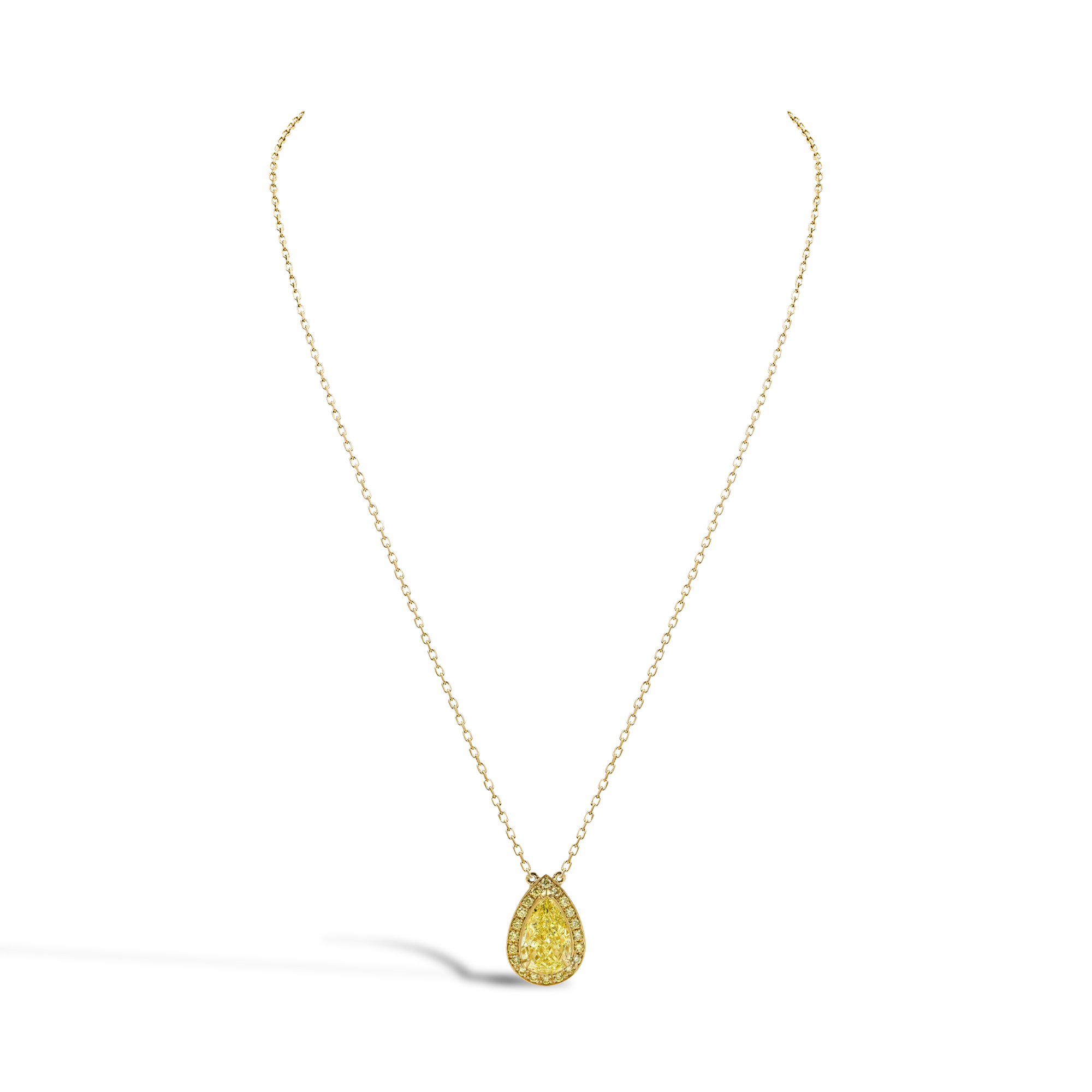 Fancy Yellow Pear shape Diamond Pendant Pear shape, Three Claw Set_2