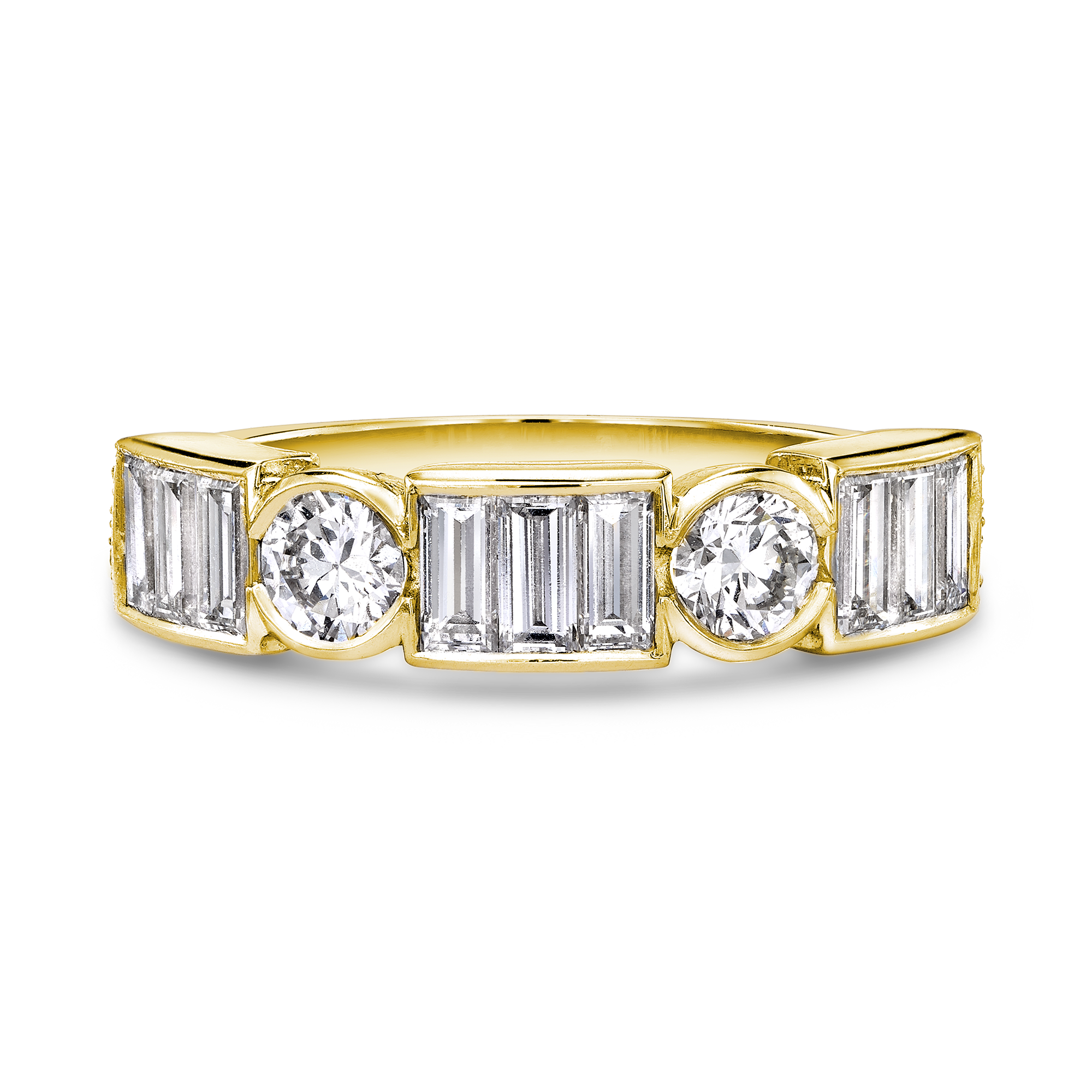 Antrobus 1.57ct Diamond Half Eternity Ring Brilliant & Baguette Cut, Rubover Set_2