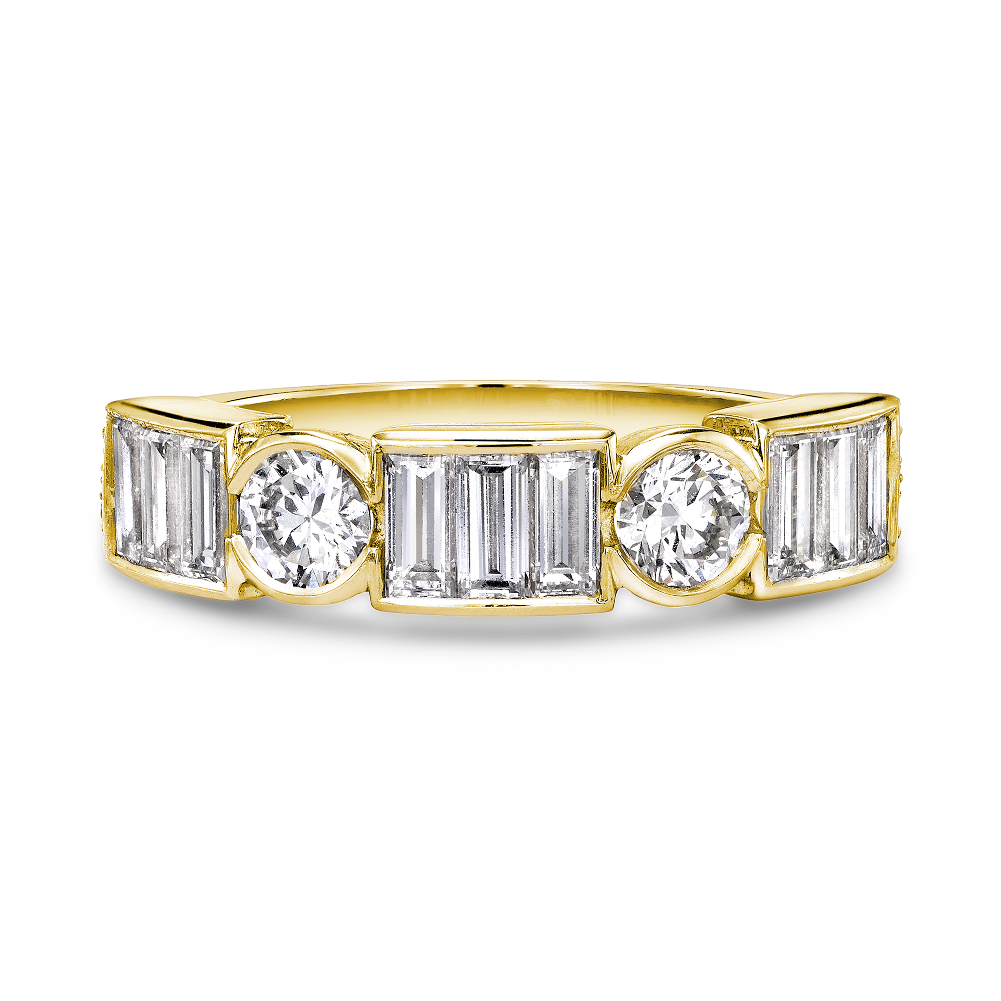 Antrobus 1.57ct Diamond Half Eternity Ring Brilliant & Baguette Cut, Rubover Set_2