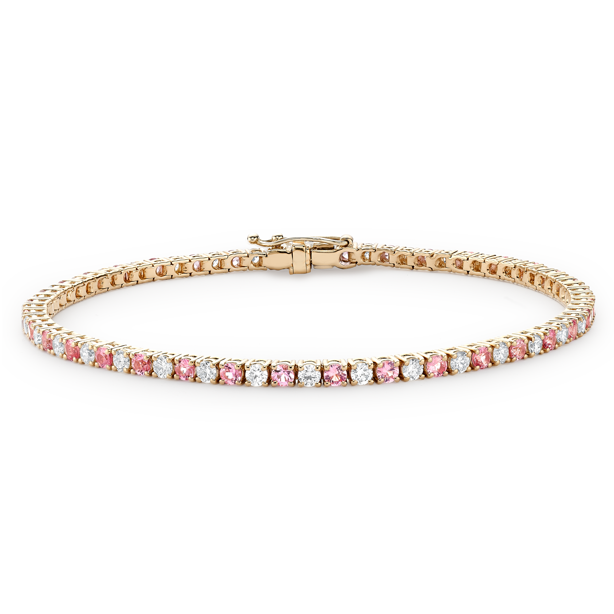 Pink Sapphire & Diamond Line Bracelet Brilliant cut, Claw set_1