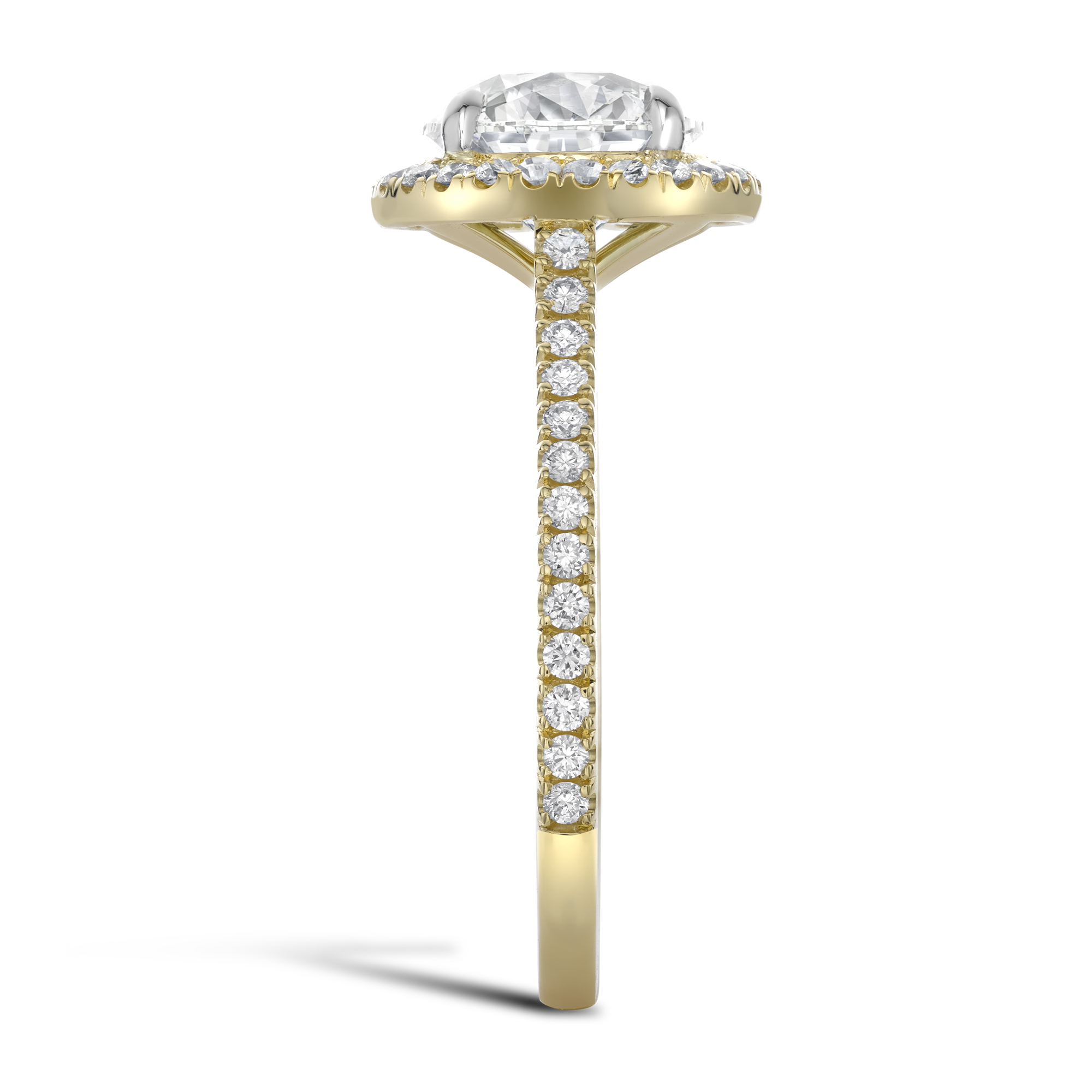 Diamond Cluster ring with Diamond set Halo surround and Shoulders Brilliant Cut, Four Claw Set_4