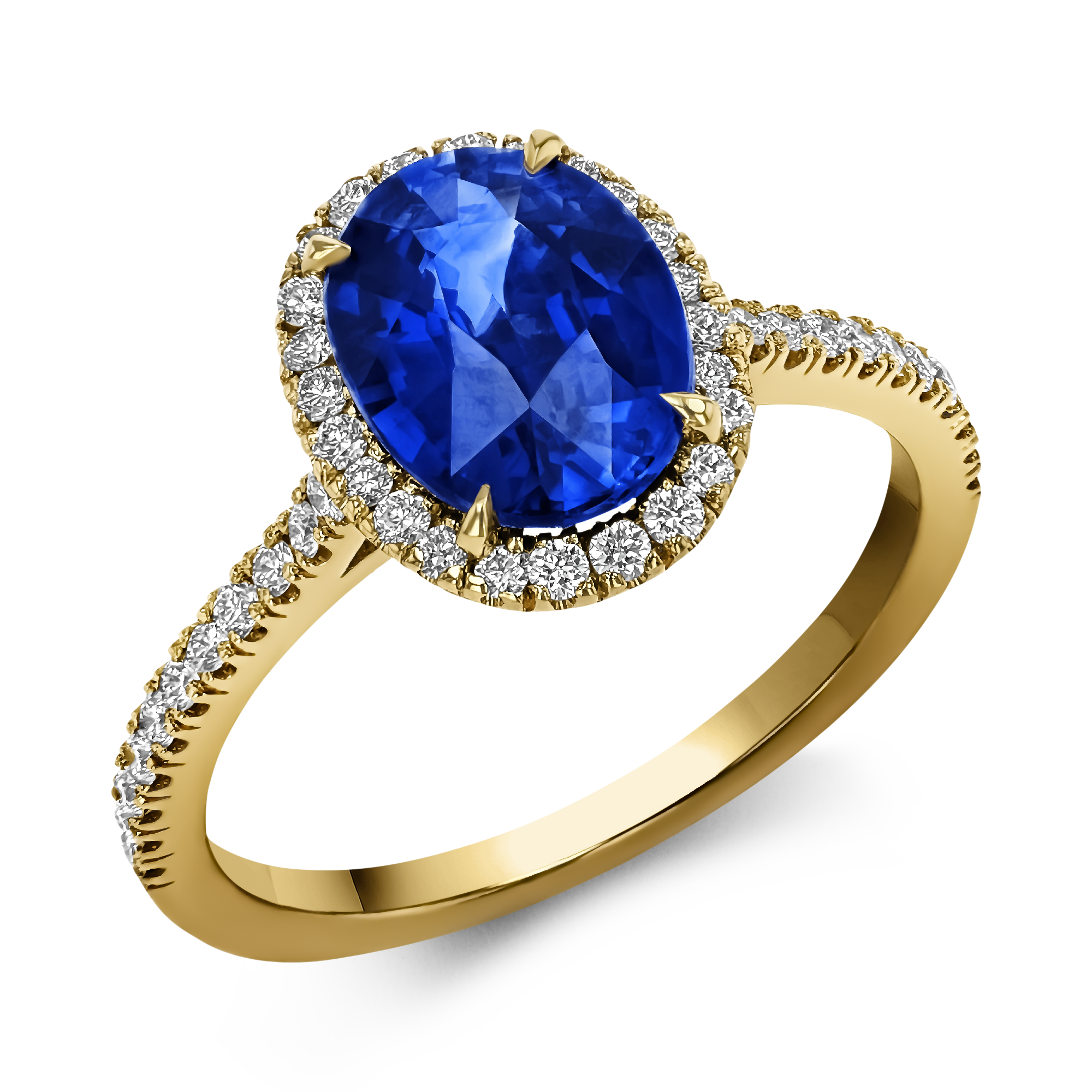 Celestial 2.06ct Sapphire and Diamond Cluster Ring Oval Cut, Claw Set_1