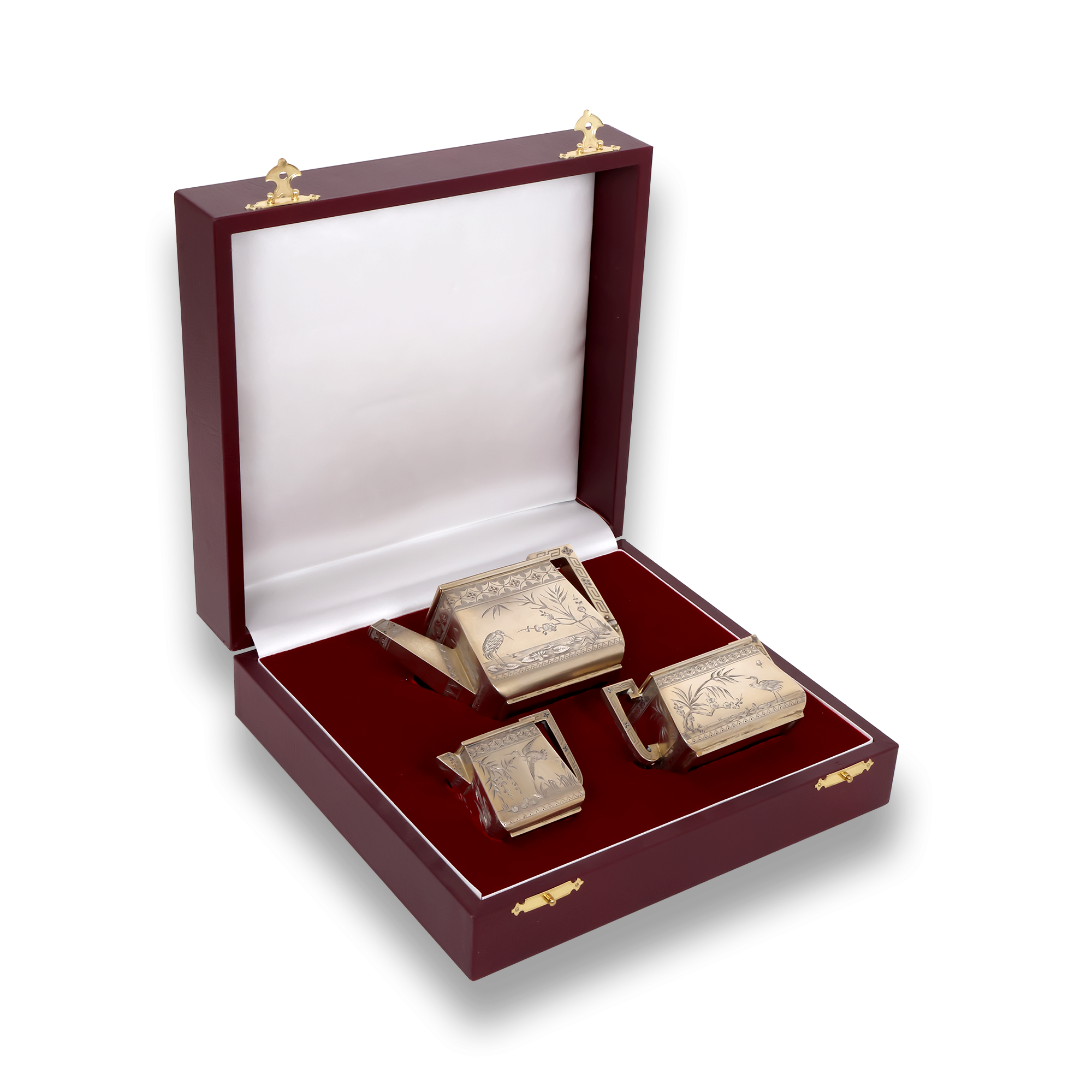 Silver Queen Victoria Gilded Tea Set Hallmarked London_1