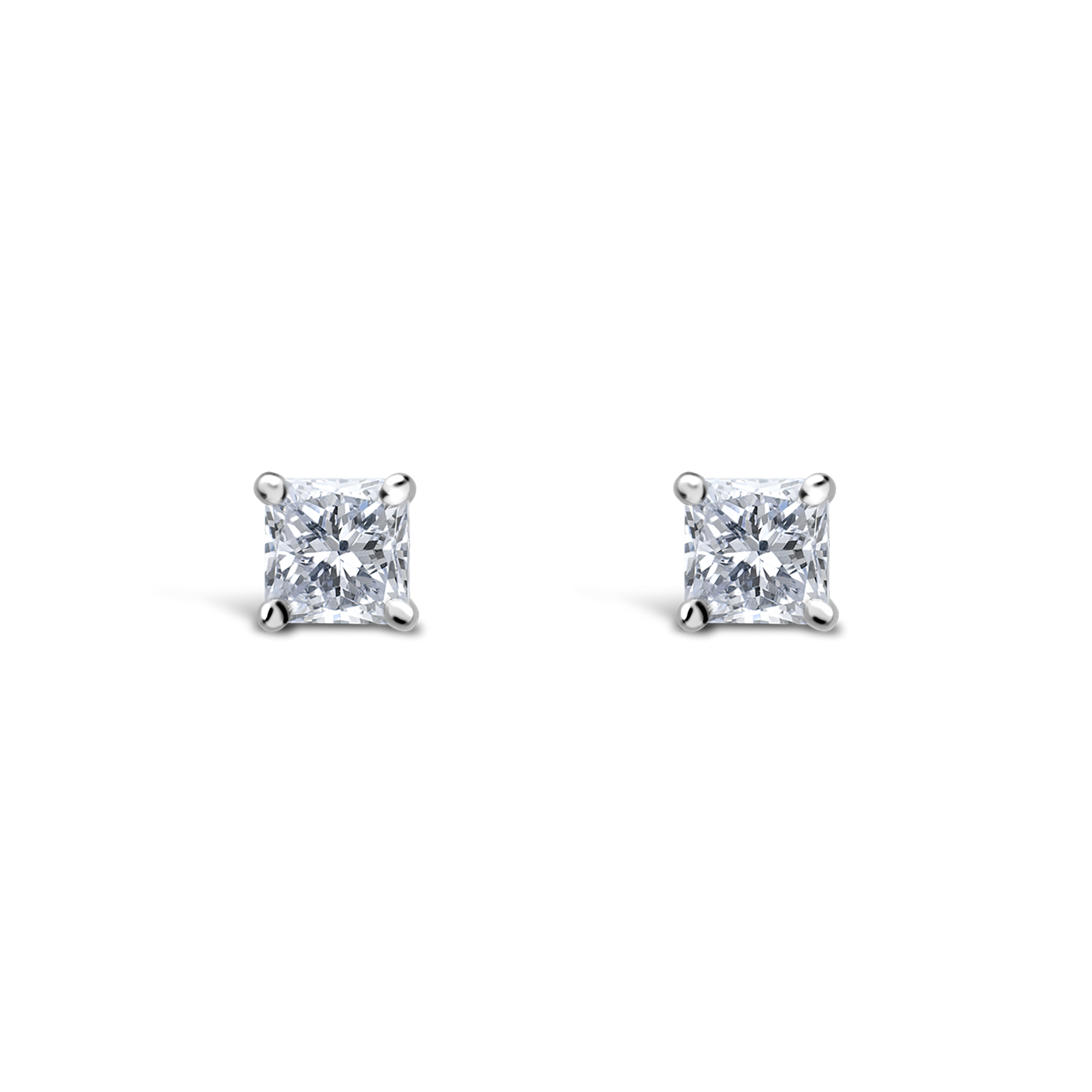 Princess Cut Diamond Stud Earrings Princess Cut, Claw Set_1