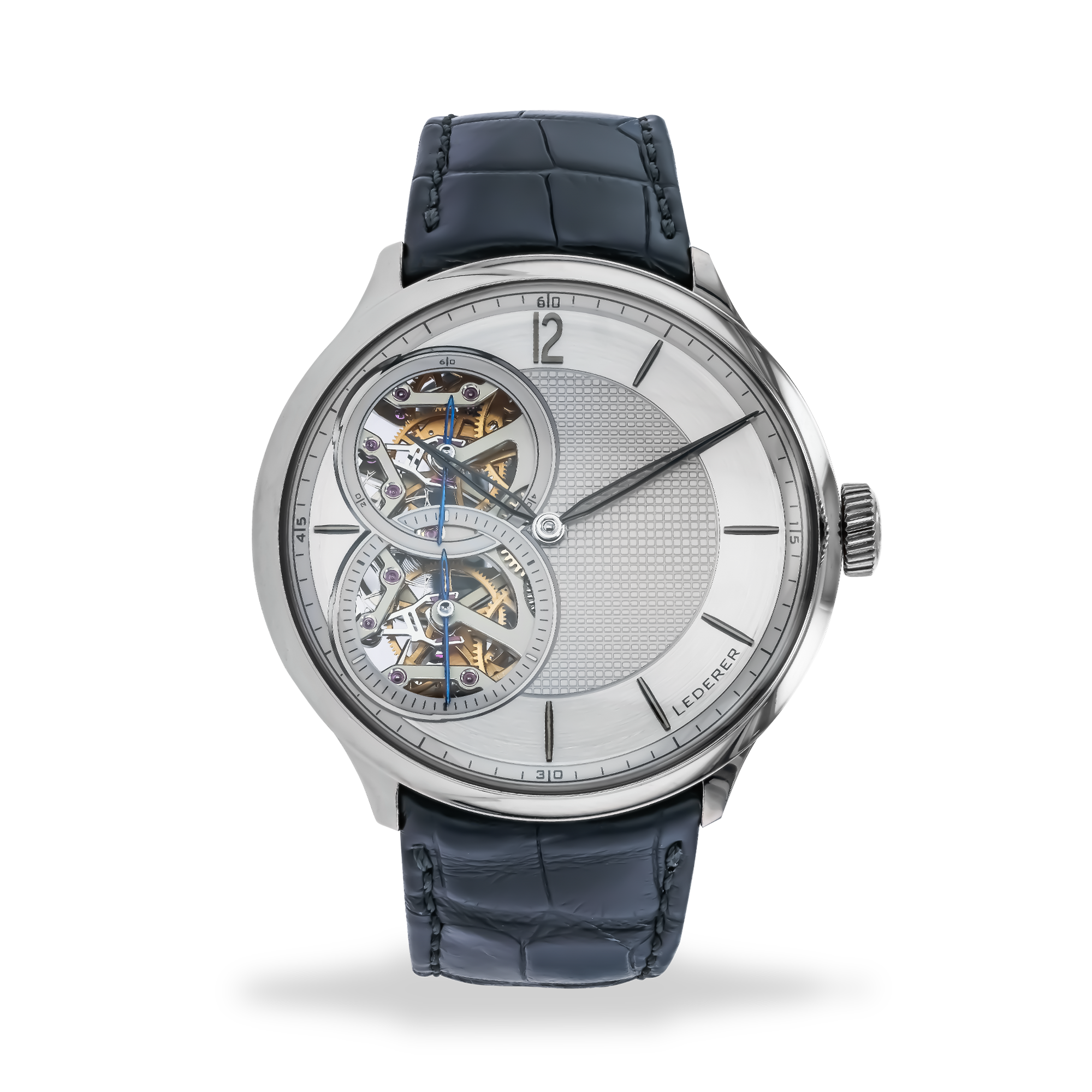 Lederer Central Impulse Chronometer 44mm, Rhodium Dial, Baton Numerals_1