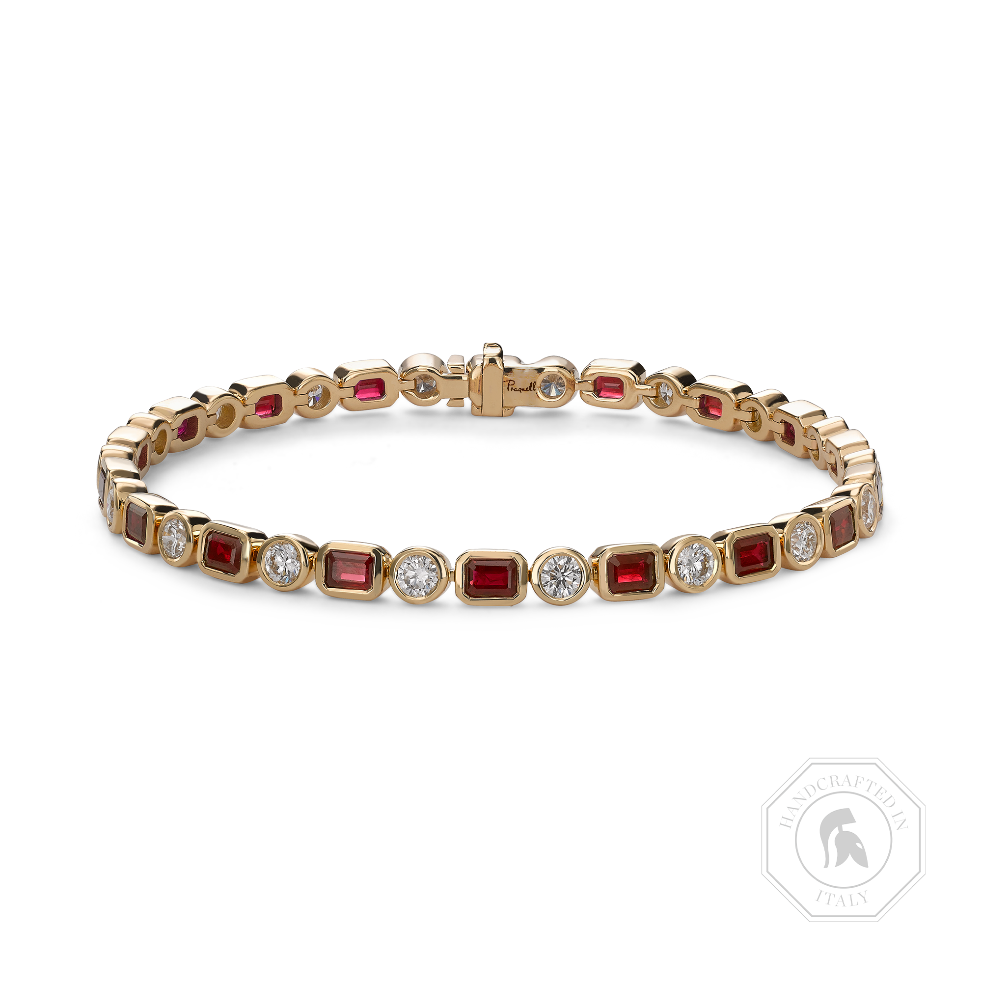 Emerald Cut Ruby and Diamond Bracelet Emerald Cut with Brilliant Cut Diamonds_1