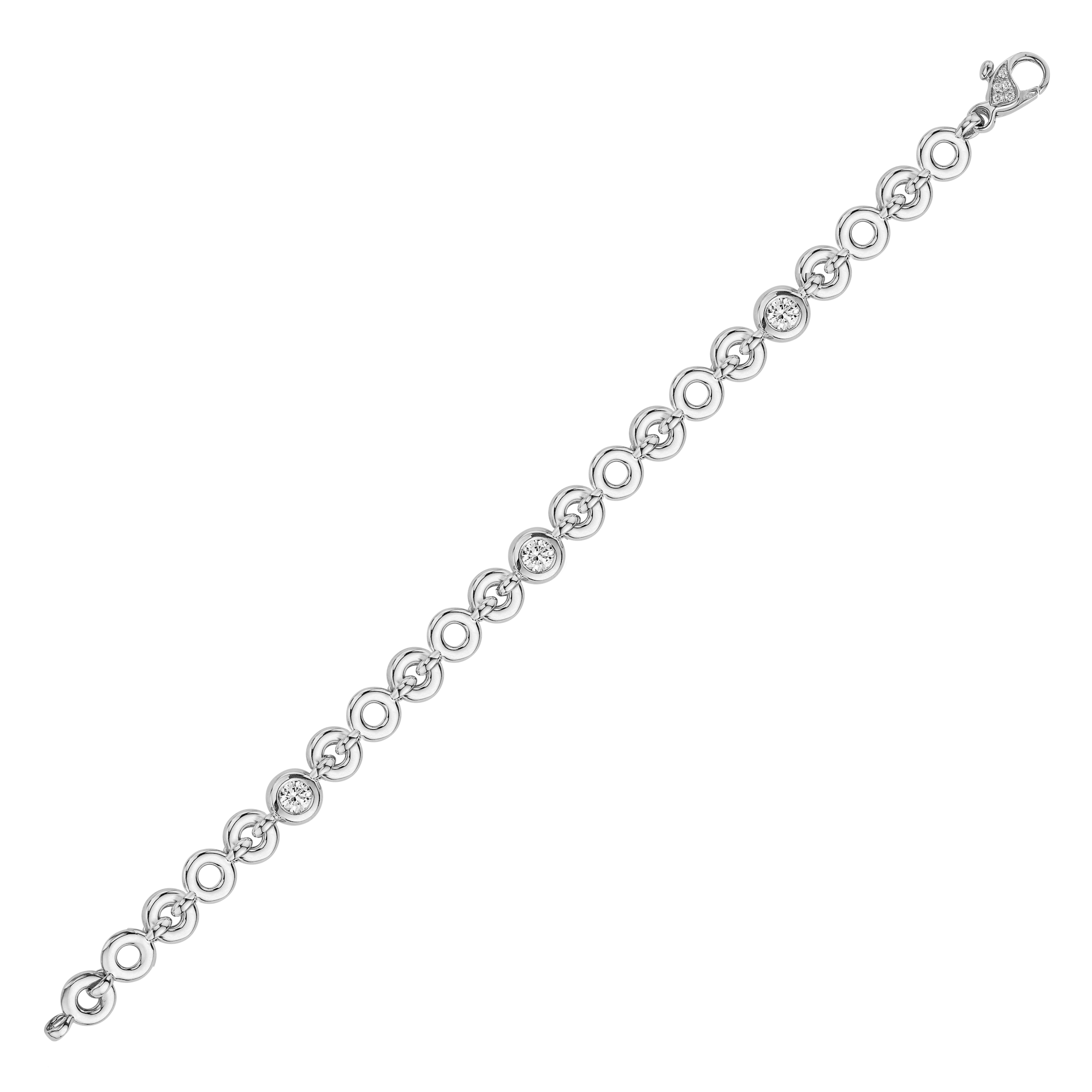 RockChain Three Stone Diamond Bracelet Brilliant Cut, Rubover Set_2