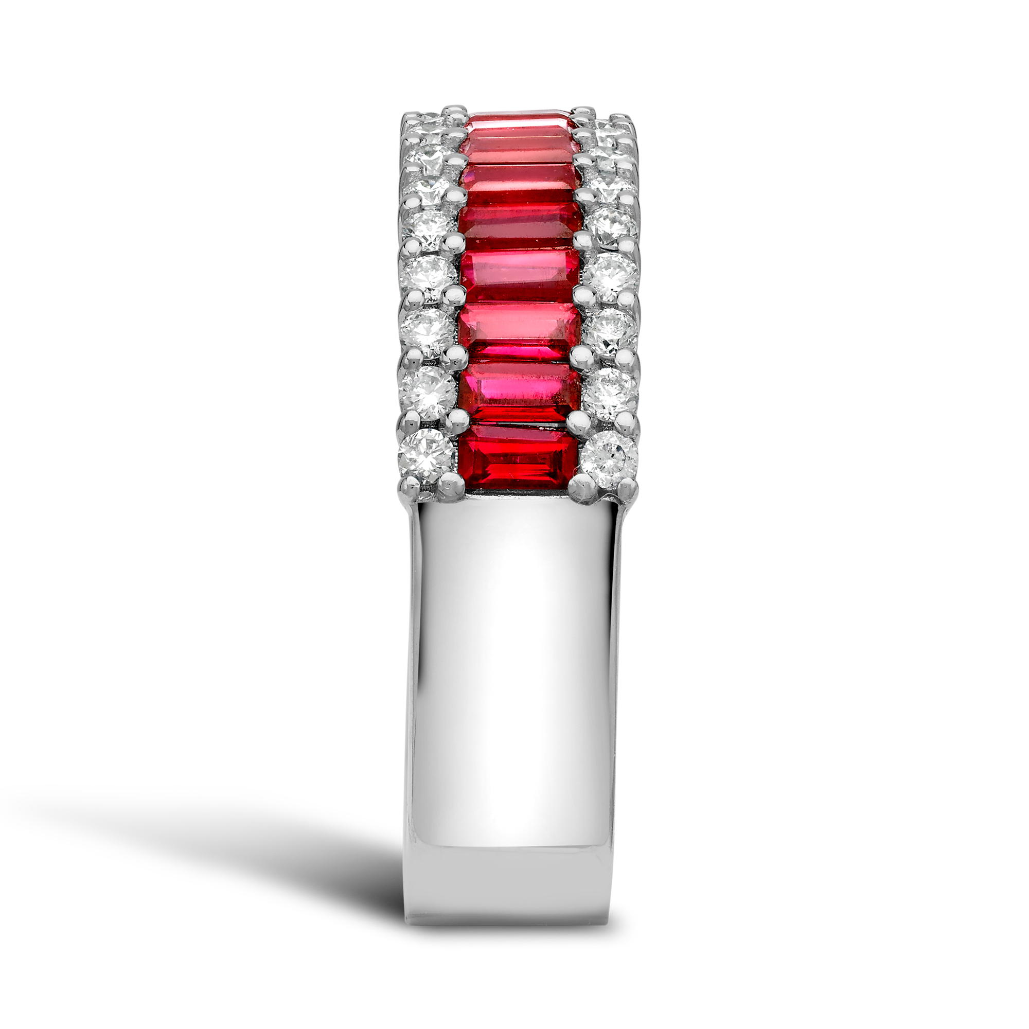 Ruby and Diamond Eternity Ring Baguette Cut, Brilliant Cut, Half Eternity_4