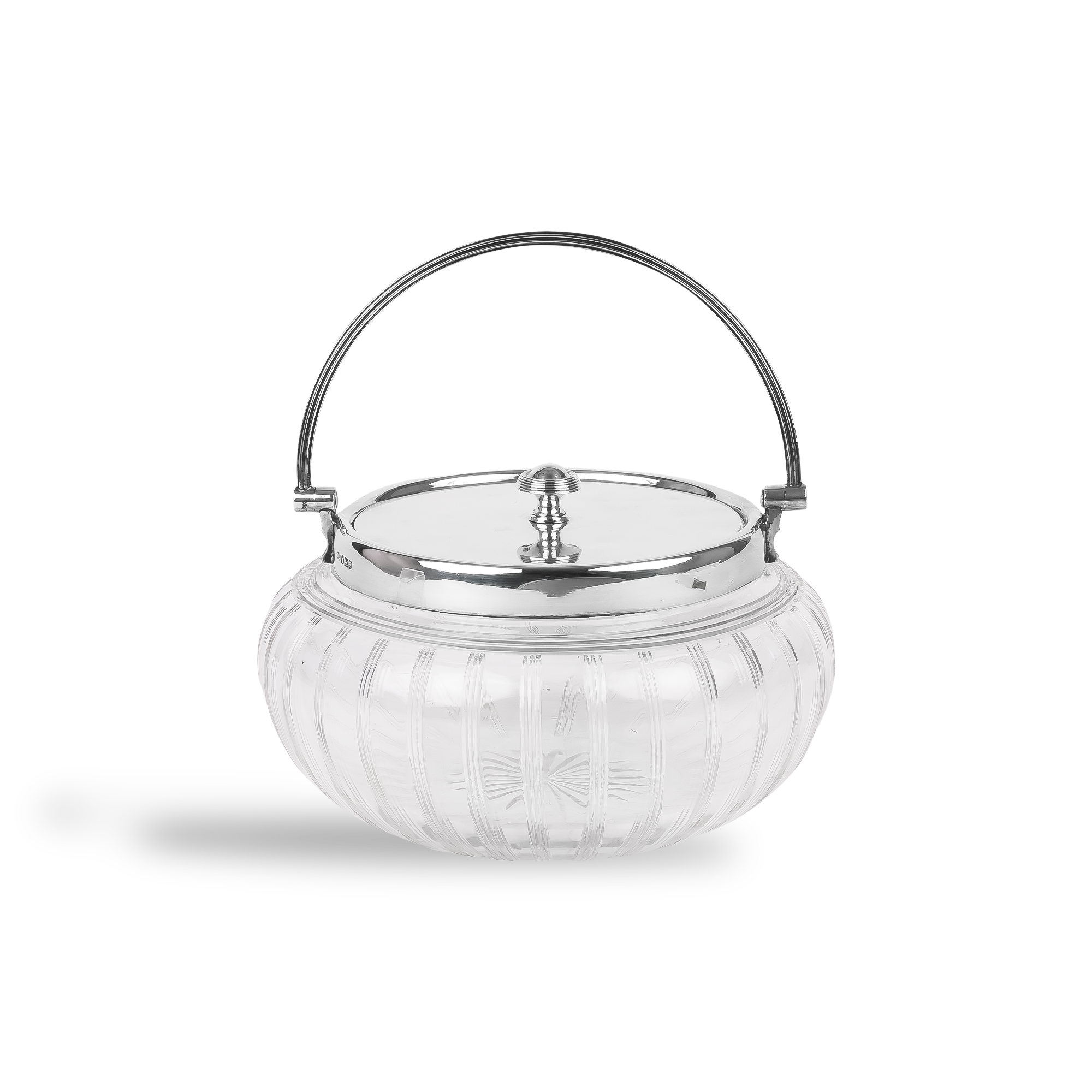 Silver George V Cut Glass Biscuit Jar Hallmarked Sheffield_1