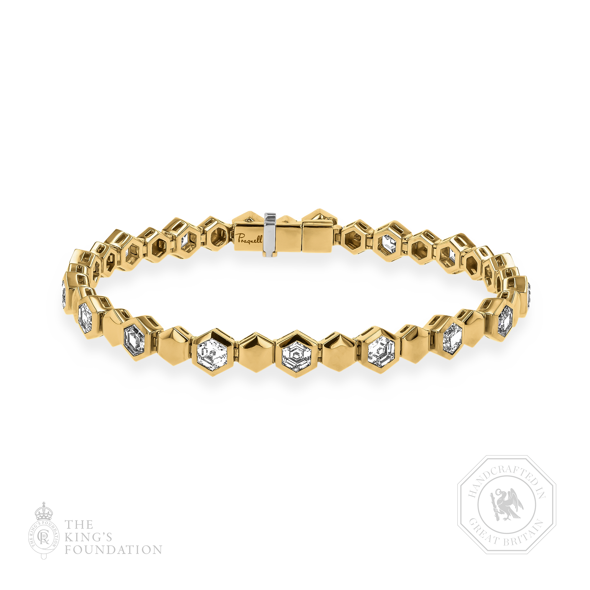 Honeycomb 3.72ct Diamond Bracelet Hexagonal Cut, Rubover Set_1