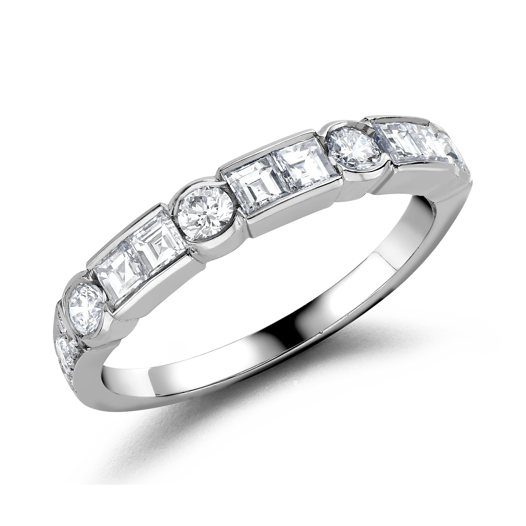 Antrobus Diamond Half Eternity Ring Brilliant & Carré Cut, Rub Over Set_1