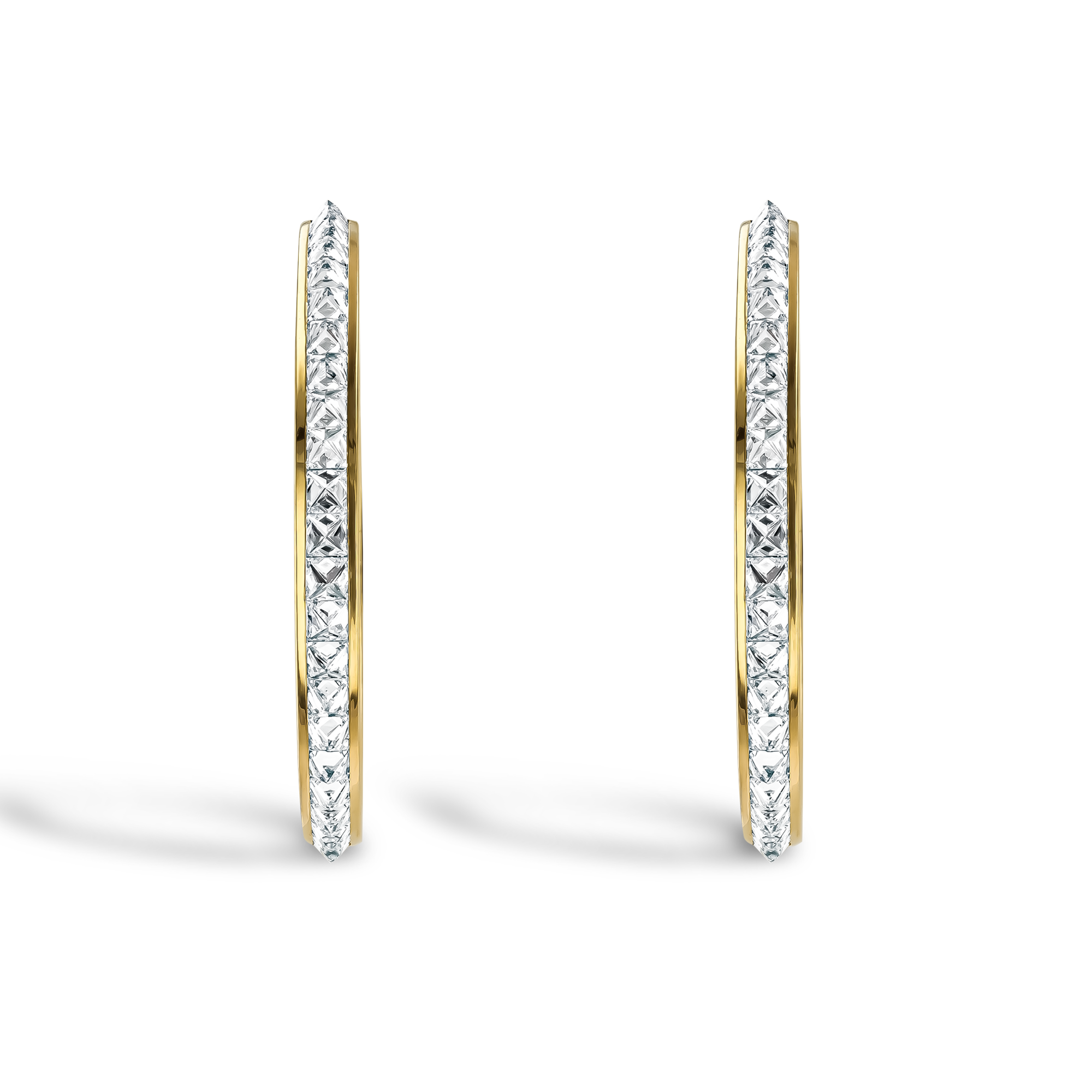 Rockchic 3.62ct Large Diamond Hoop Earrings Princess Cut, Channel Set_2