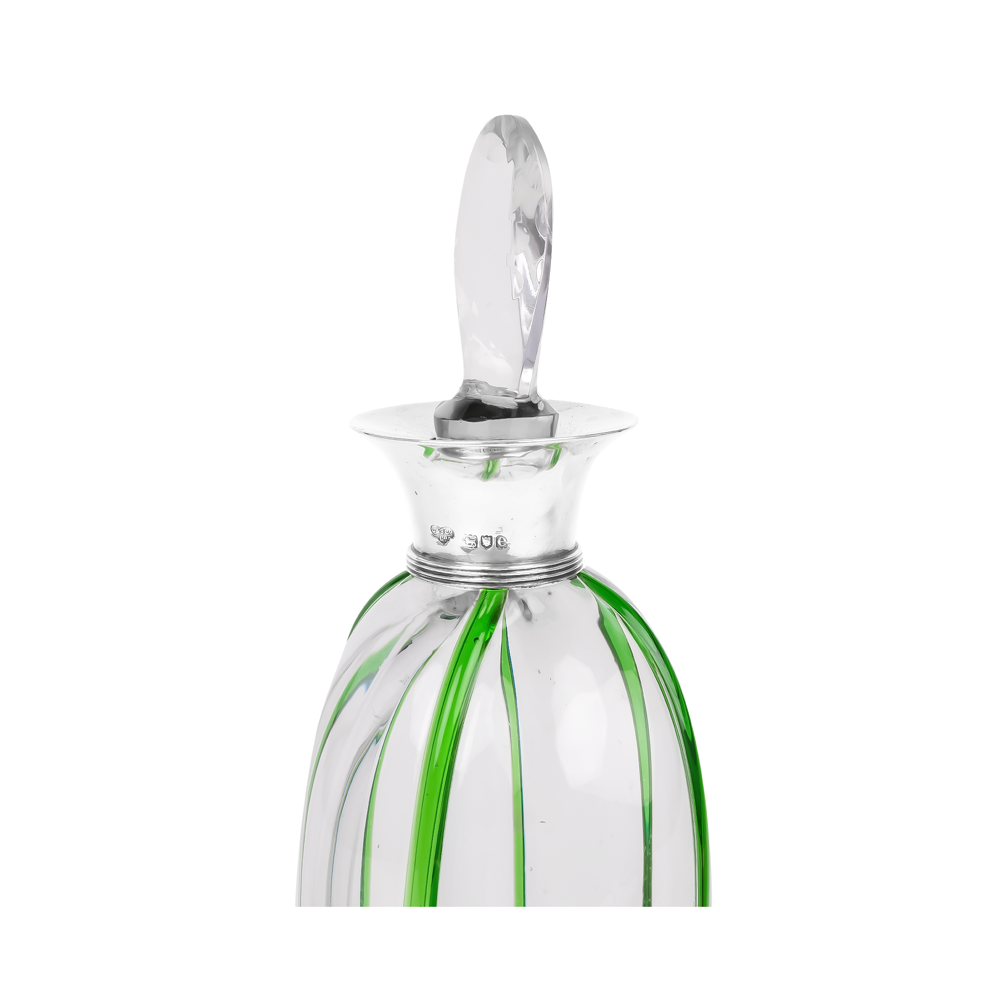 Silver Queen Victoria Mounted Stripped Glass Decanter Hallmarked London_2