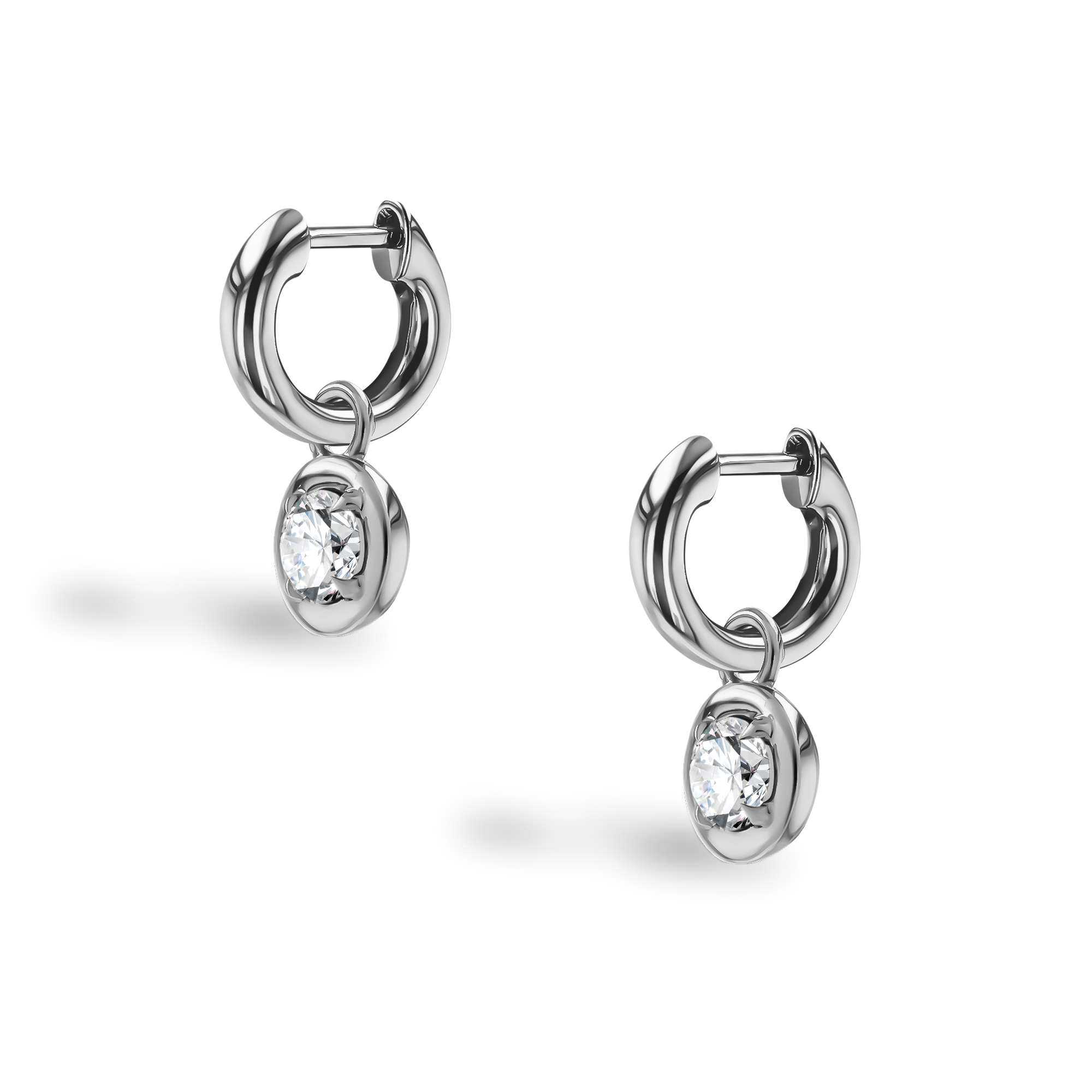 Skimming Stone 0.50ct Diamond Drop Hoop Earrings Brilliant cut, Claw set_3
