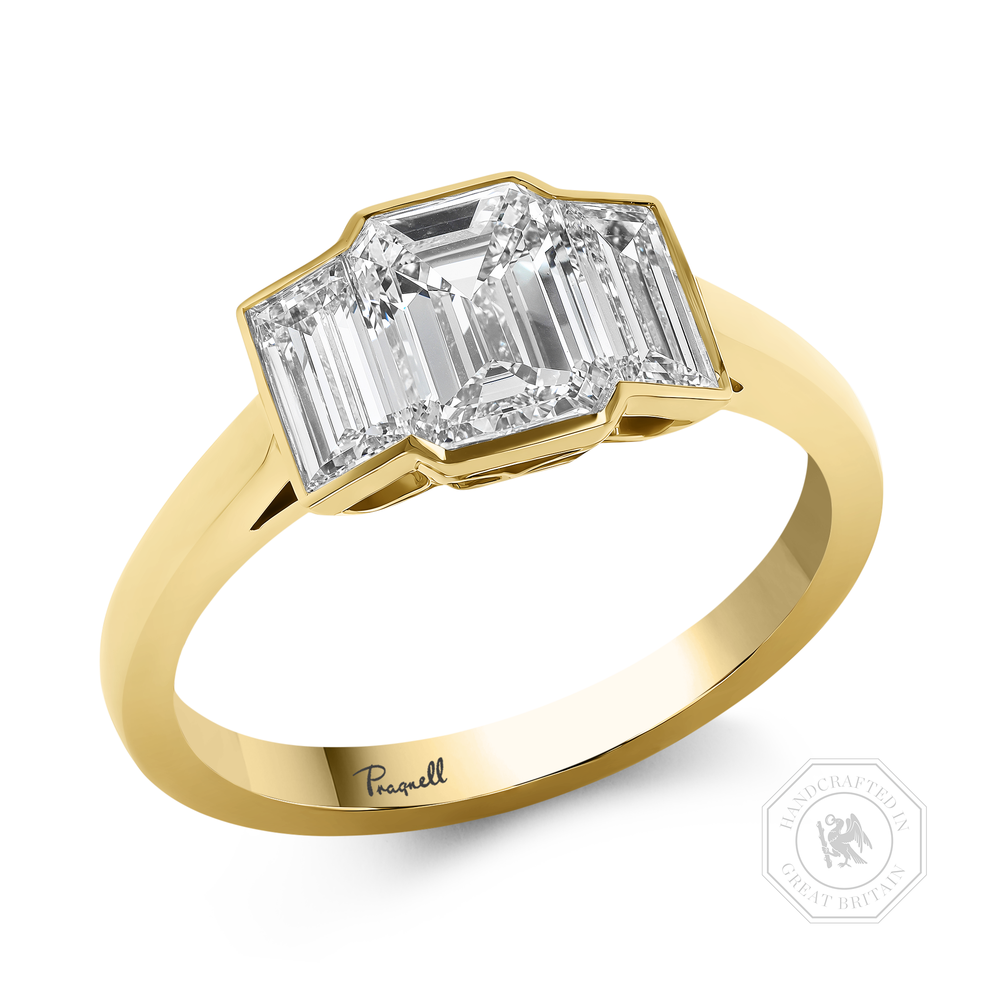 Kingdom 2.17ct
Diamond Three Stone Ring Emerald Cut, Rubover Set_1