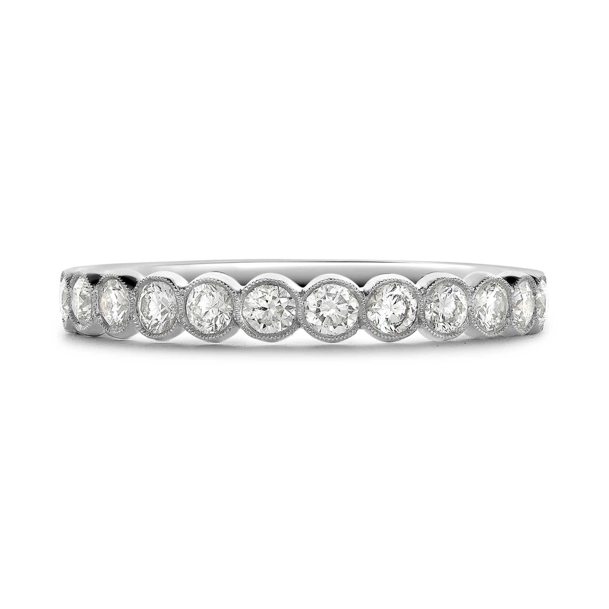 Diamond Dot Half Eternity Ring Brilliant Cut, Half Eternity, Millegrain Set_2