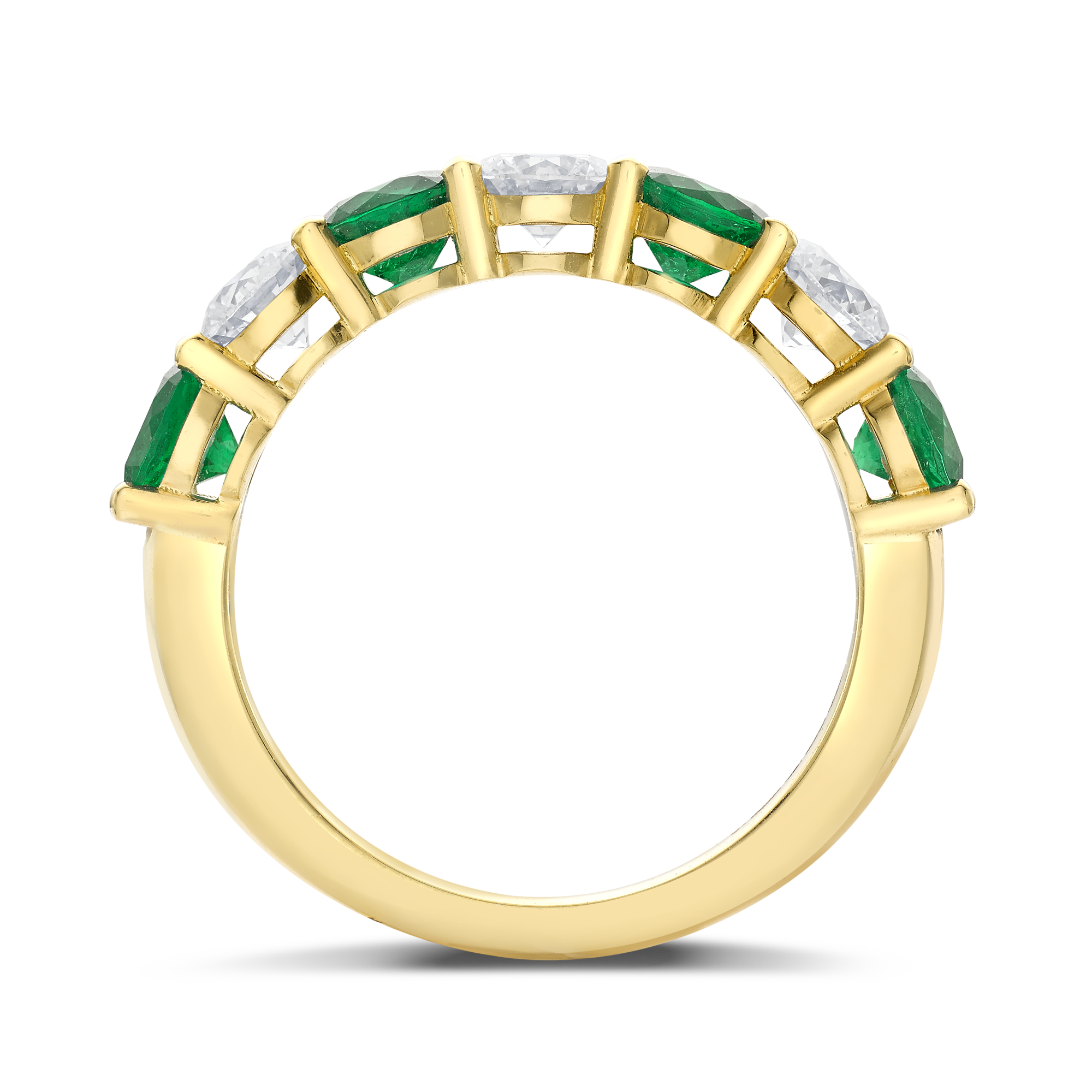 Seven Stone Emerald and Diamond  Ring Round Brilliant, Claw Set_3