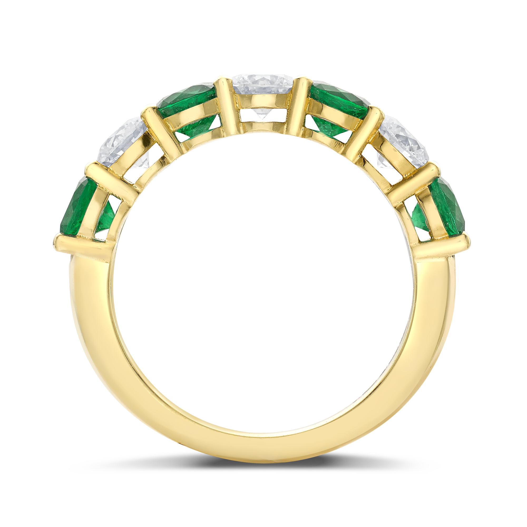 Seven Stone Emerald and Diamond  Ring Round Brilliant, Claw Set_3