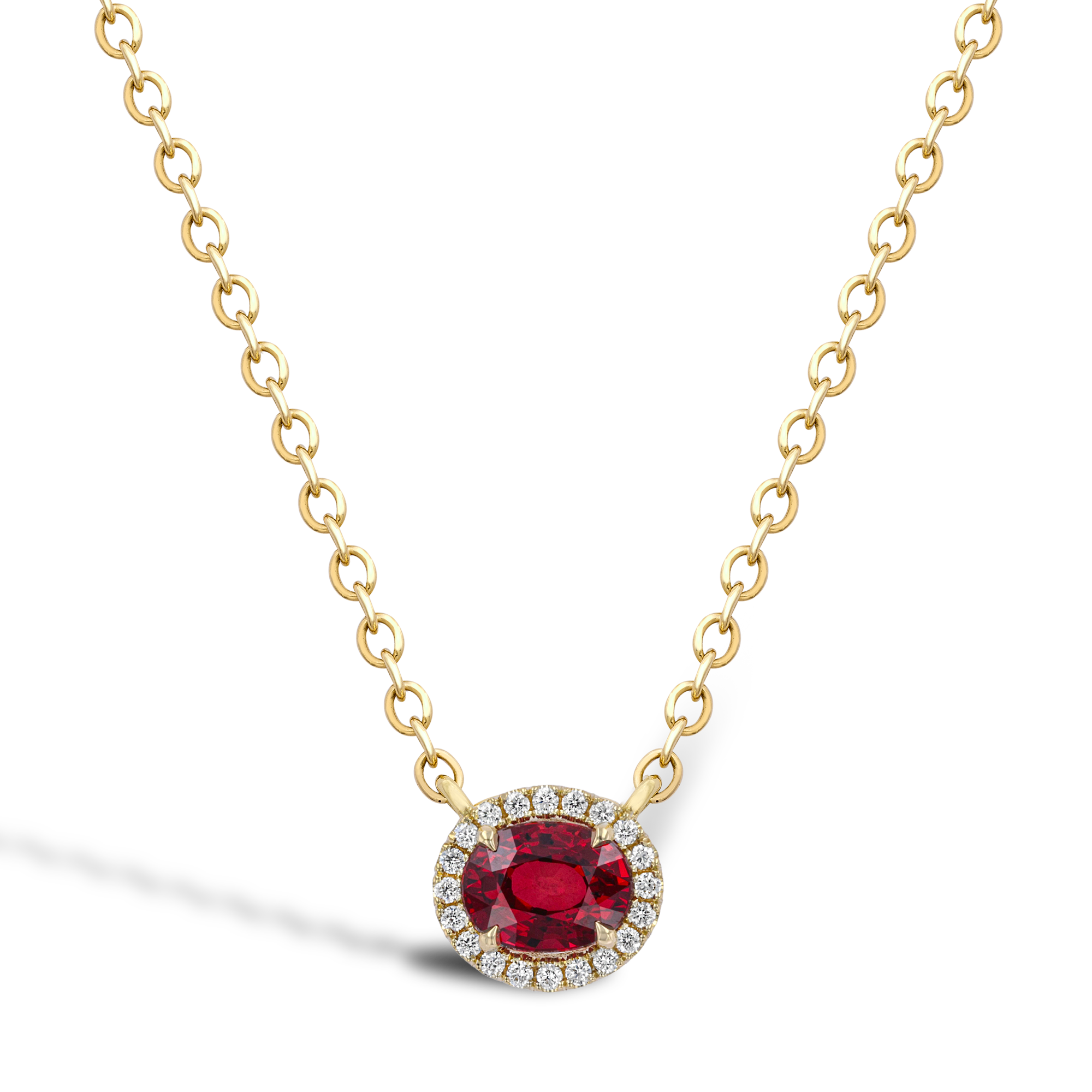 Oval Cut Ruby Pendant with Diamond Surround Oval & Brilliant Cut, Claw Set_1