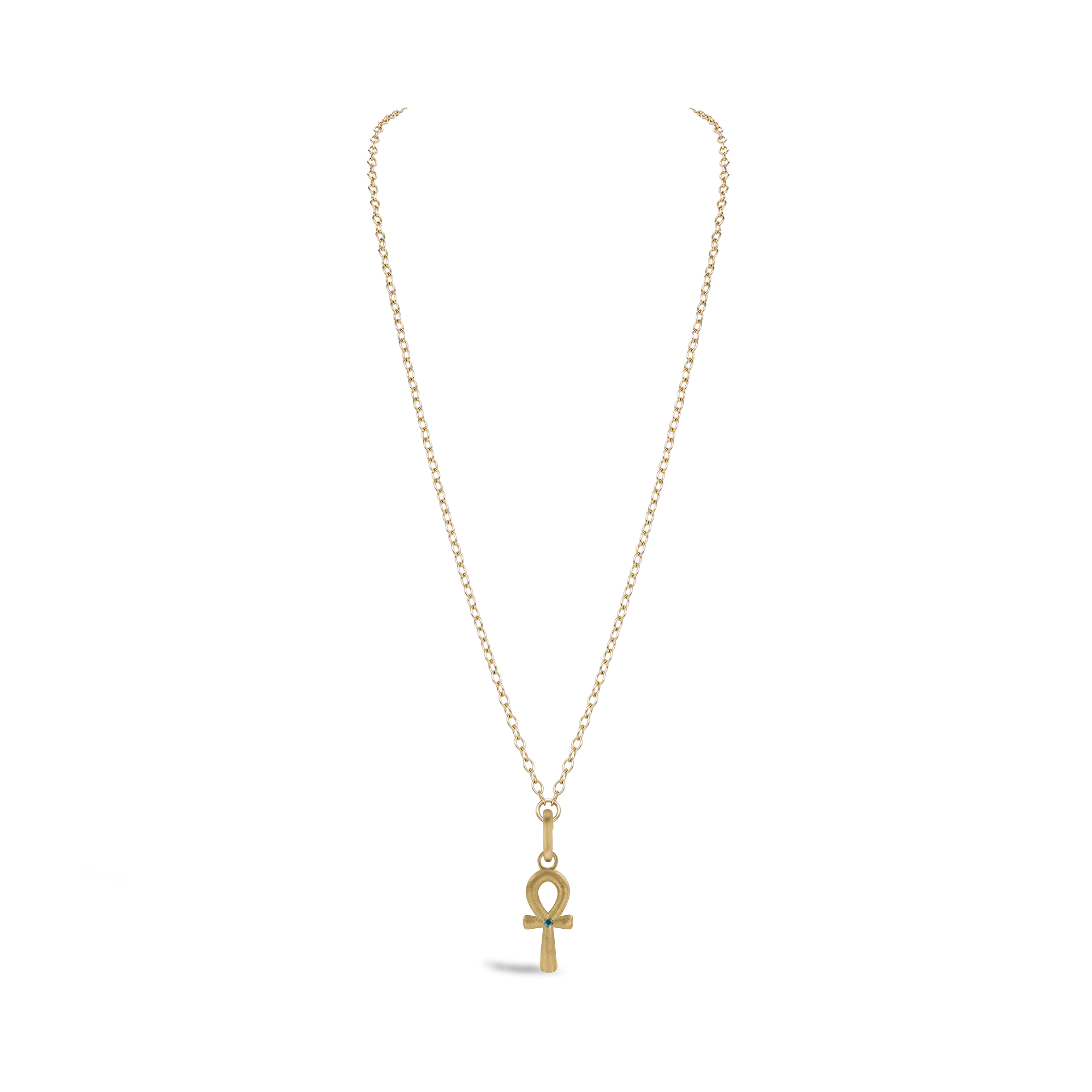 Ankh Cross Topaz Pendant Charm Cabochon Cut, Rubover Set_2