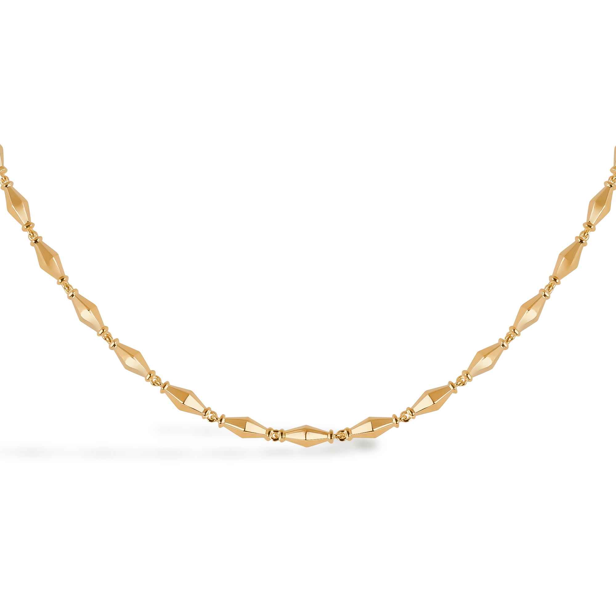Cleopatra Gold Faceted Barrel Link 44.5cm Mini Necklace _2