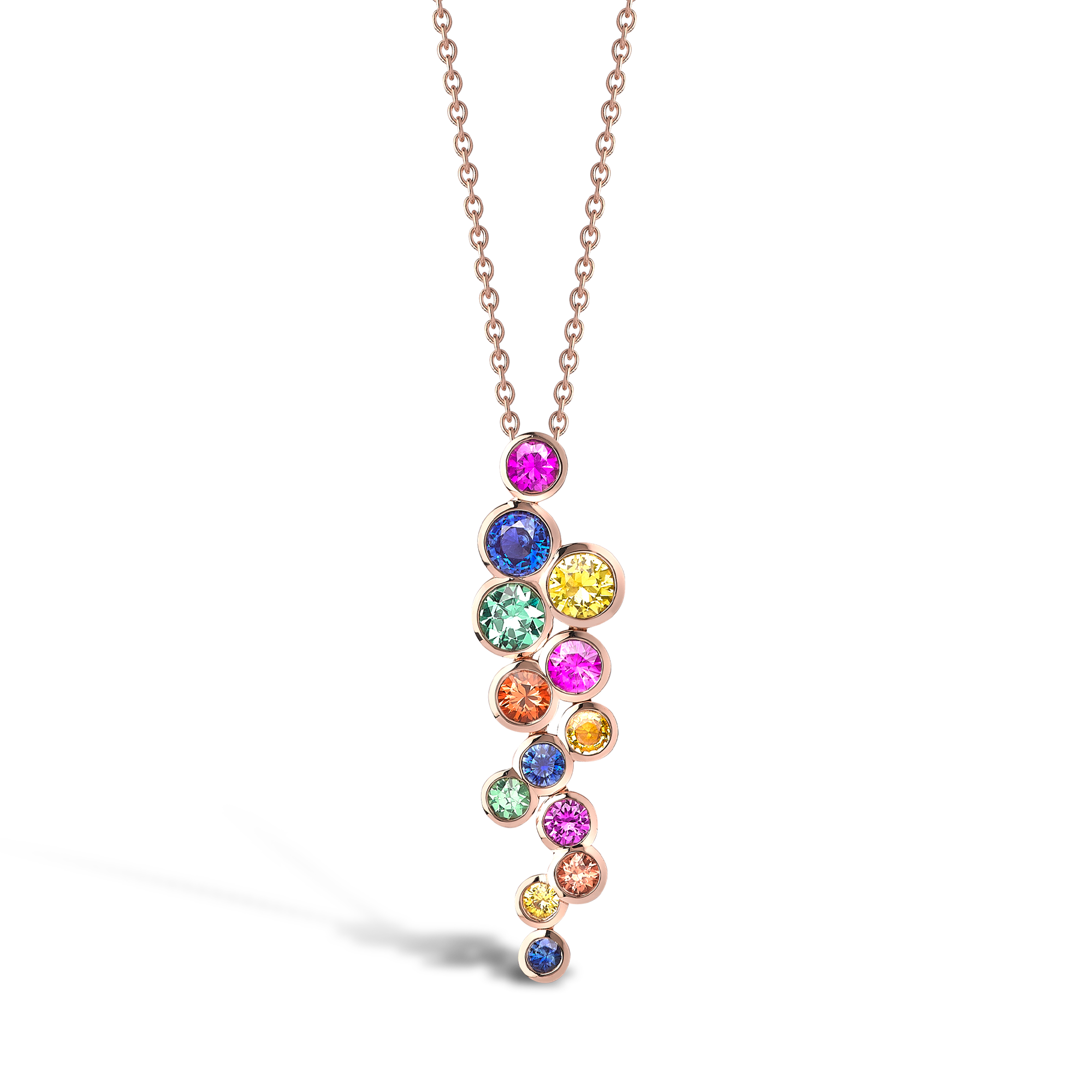 Bubbles Fancy Sapphire Drop Pendant Brilliant Cut, Rubover Set_1