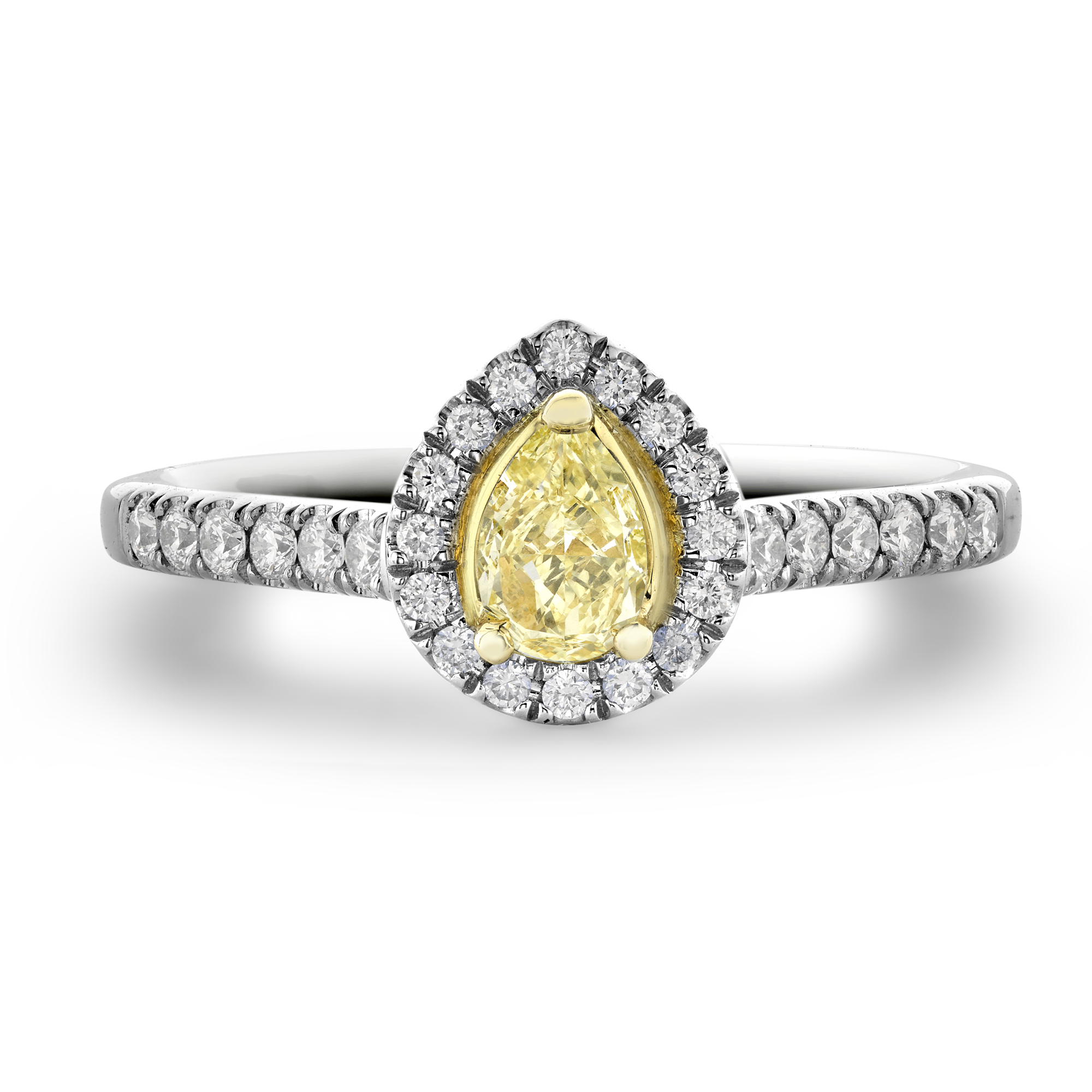 Celestial 0.31ct Fancy Light Yellow Diamond Cluster Ring Pearshape, Claw Set_2