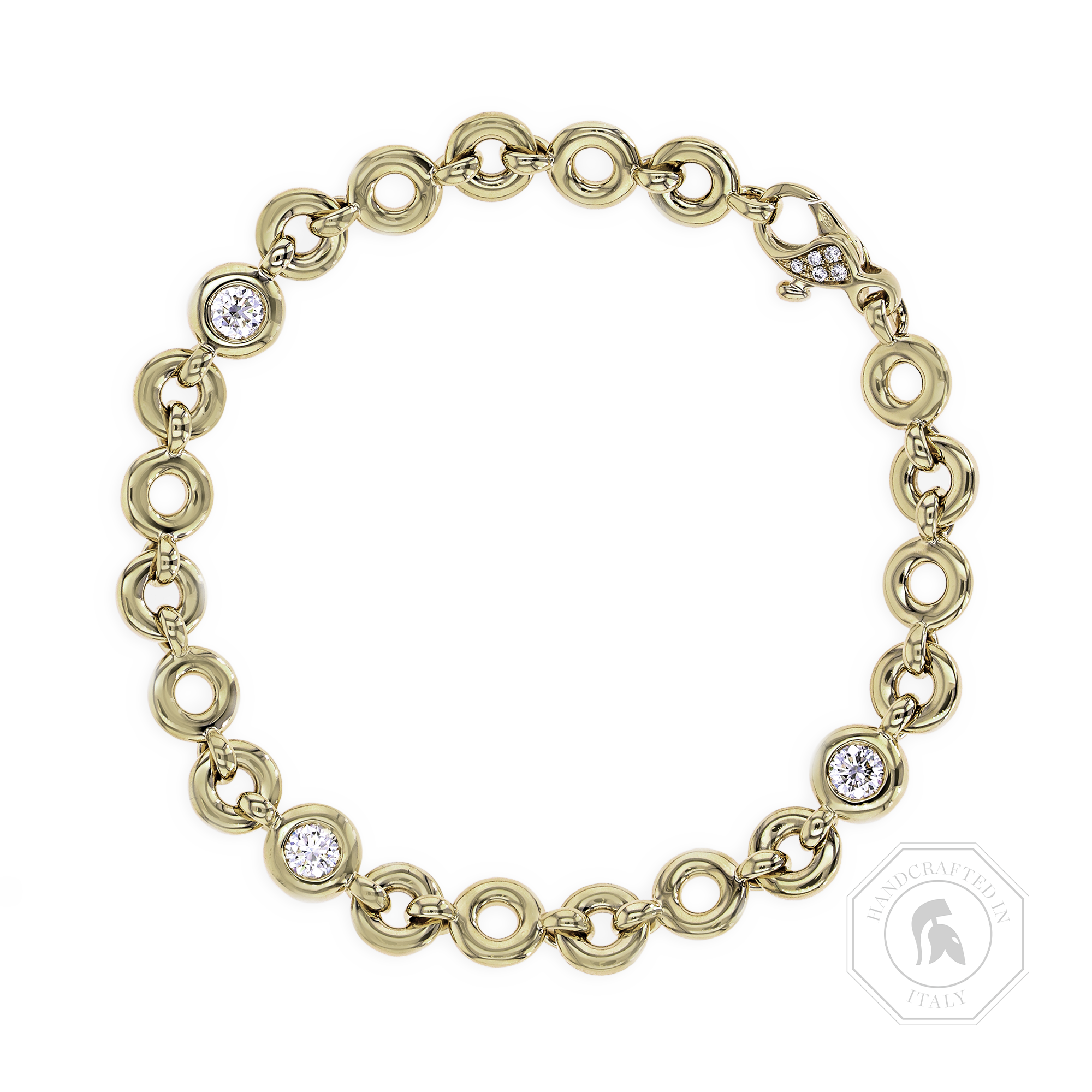 RockChain Three Stone Diamond Bracelet Brilliant Cut, Rubover Set_1