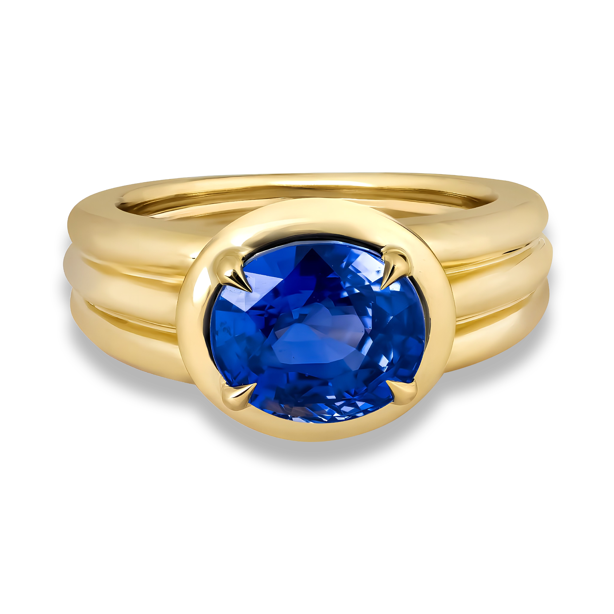 Weave Setting Oval Cut 4.09ct Sapphire Ring Oval Cut, Claw Set_2