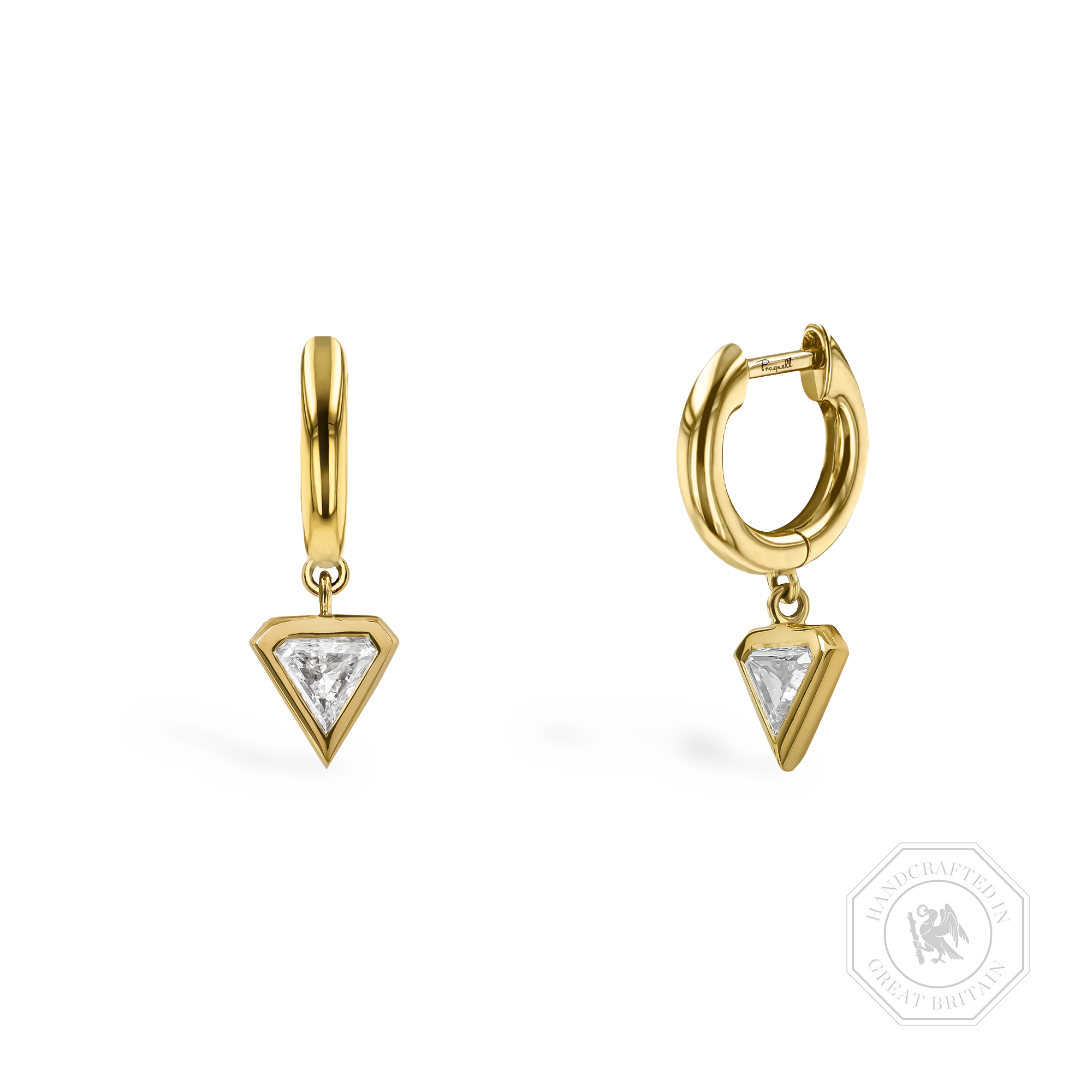 Shield Cut 0.38ct Diamond Drop Earrings Shield Cut, Rubover Set_1