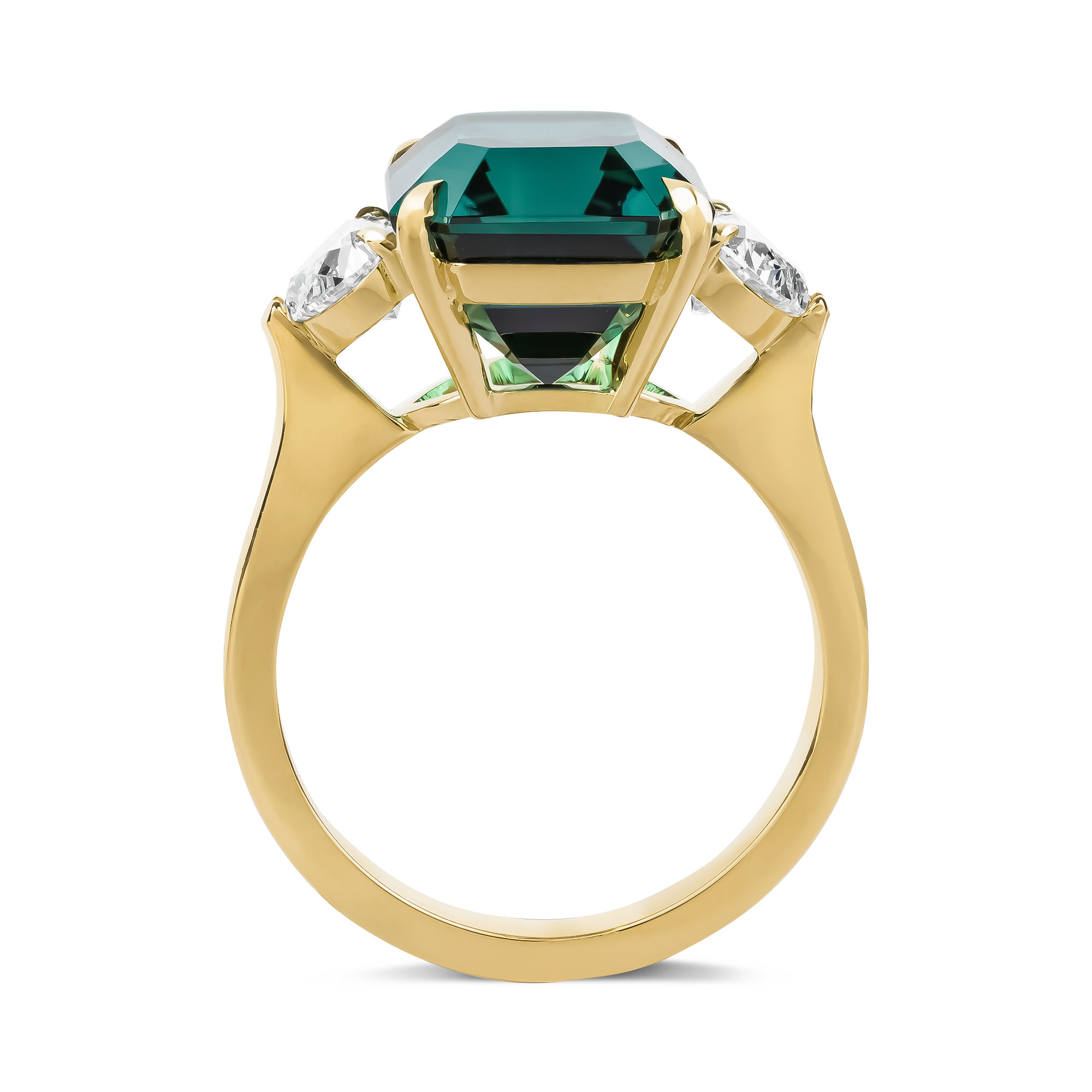 Emerald Cut 8.08ct Lagoon Tourmaline and Diamond Ring Emerald Cut, Claw Set_3