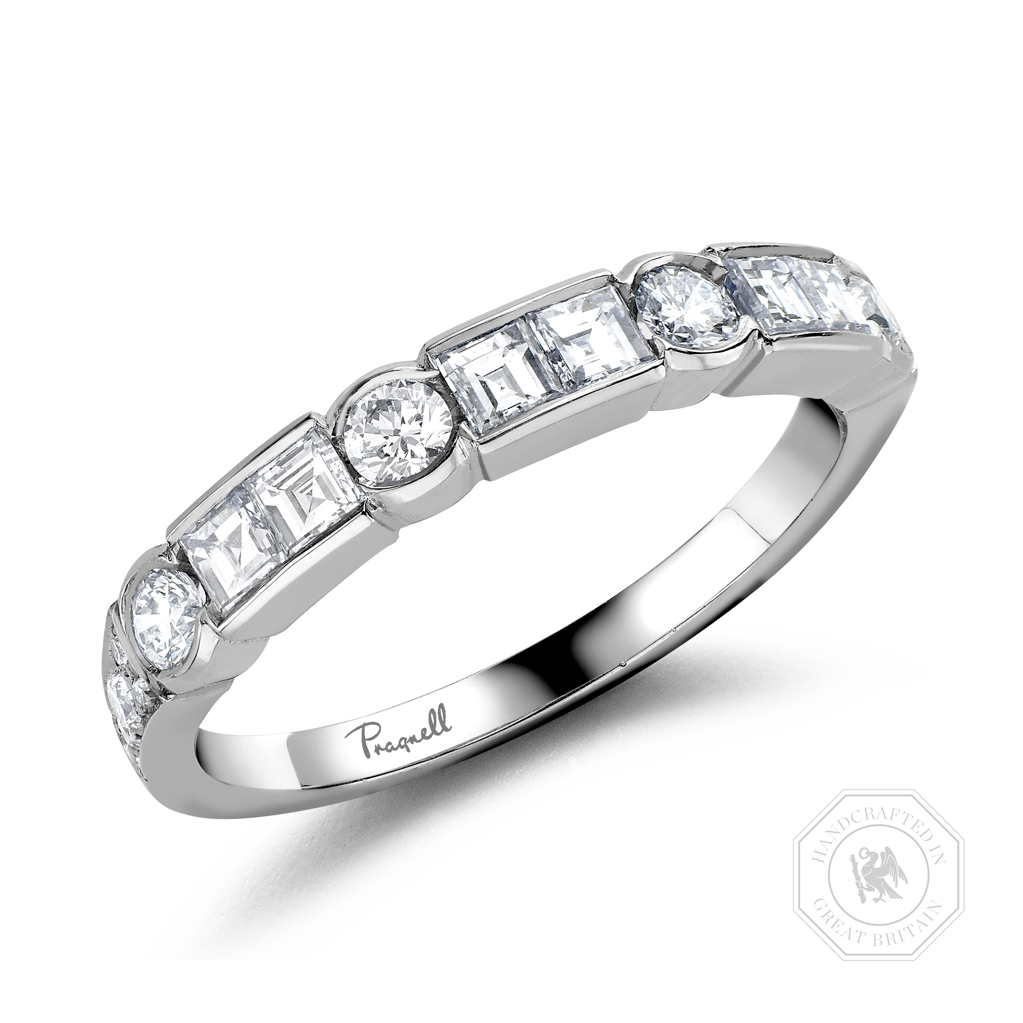 Antrobus Diamond Half Eternity Ring Brilliant & Carré Cut, Rub Over Set_1