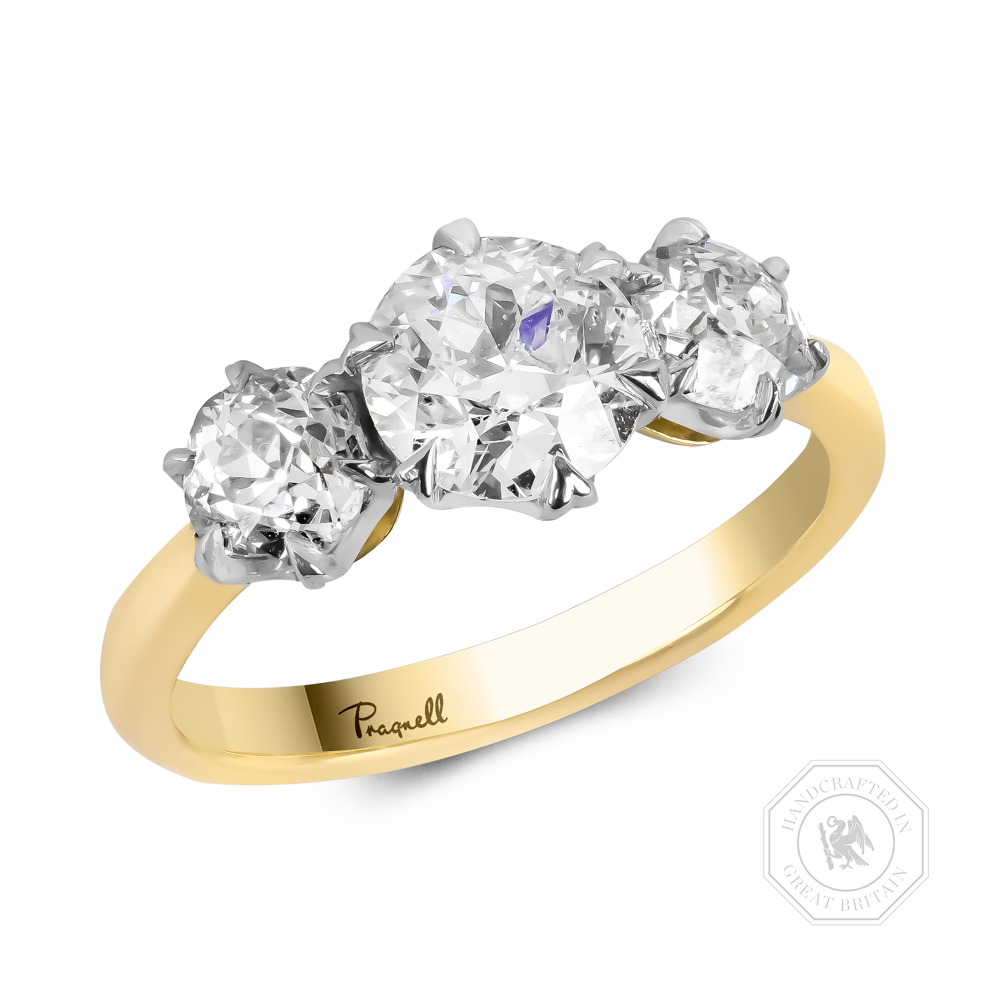 Coronet Old Cut 1.96ct Diamond Three Stone Ring Old Cut, Claw Set_1