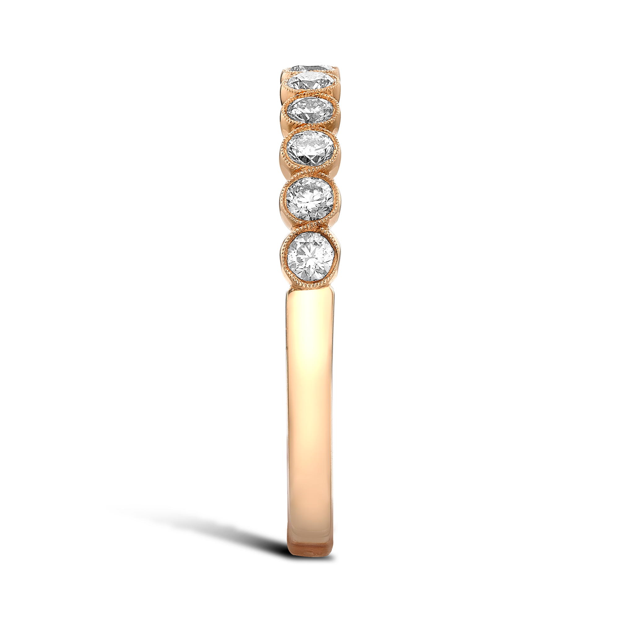 Diamond Dot Half Eternity Ring Brilliant Cut, Half Eternity, Millegrain Set_4