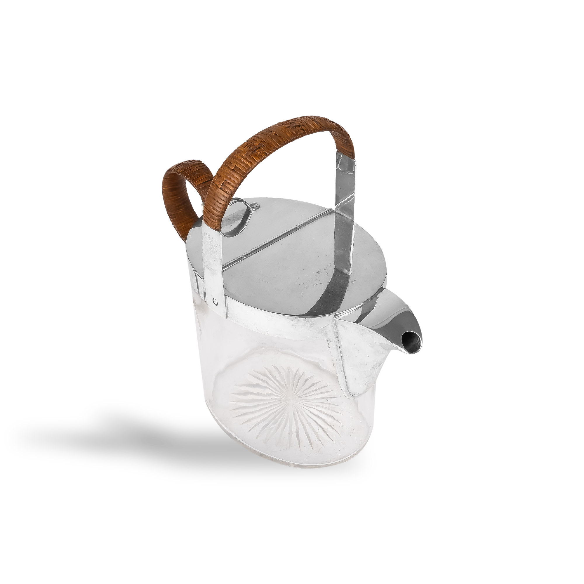 Silver George V Mounted Glass Jug with Wicker Handle Hallmarked Birmingham_2