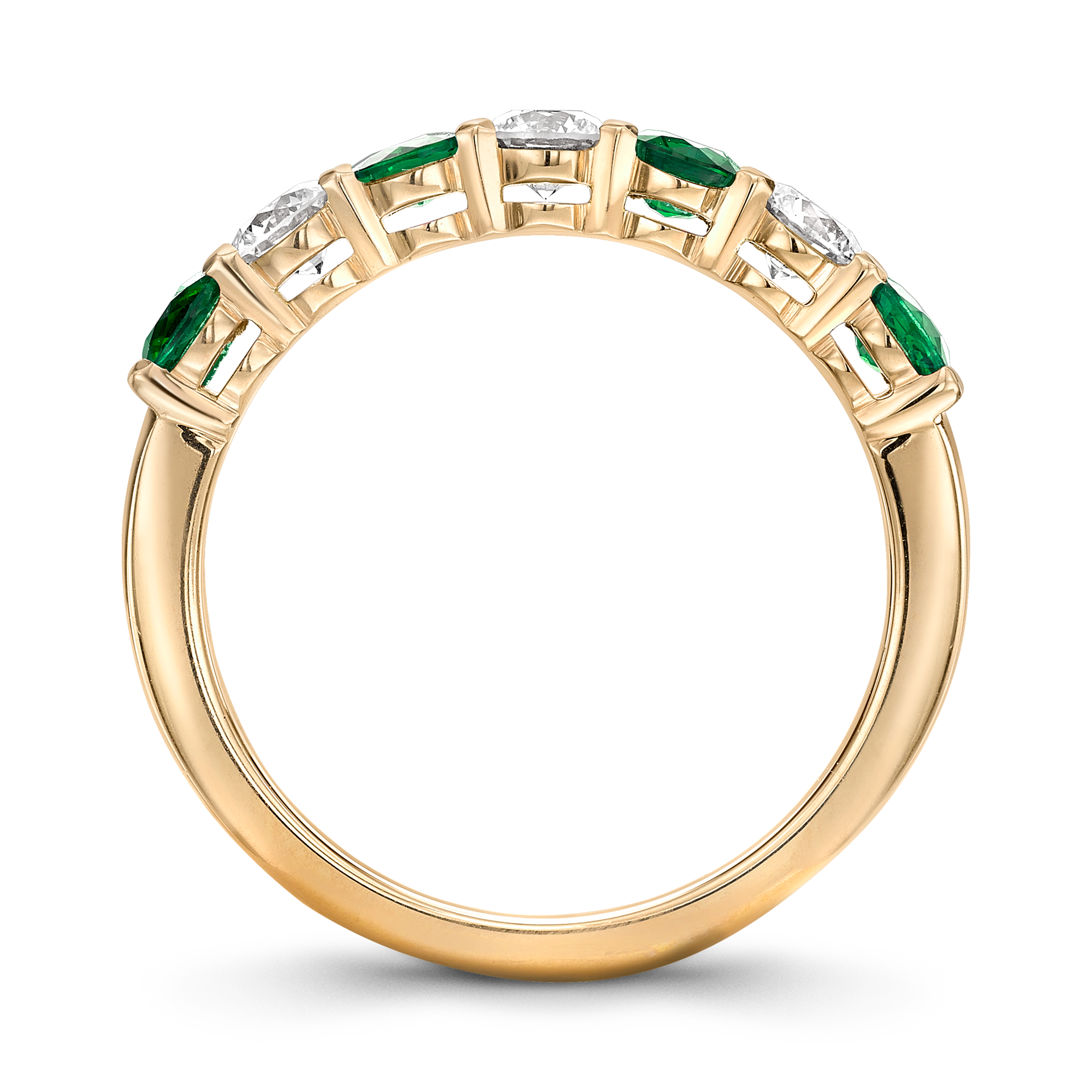 Emerald and Diamond Seven-Stone Ring Brilliant Cut, Seven-Stone, Claw Set_3