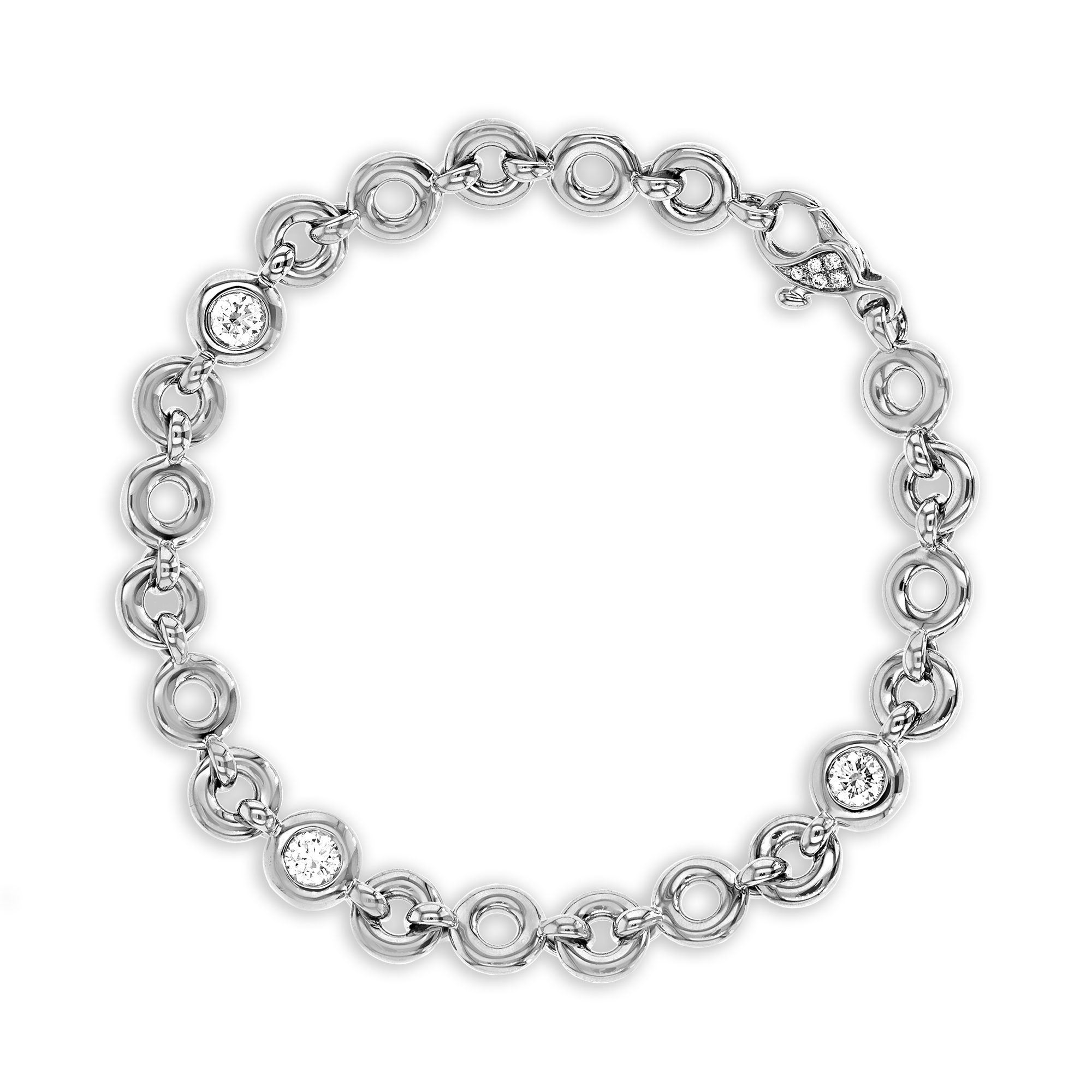 RockChain Three Stone Diamond Bracelet Brilliant Cut, Rubover Set_1