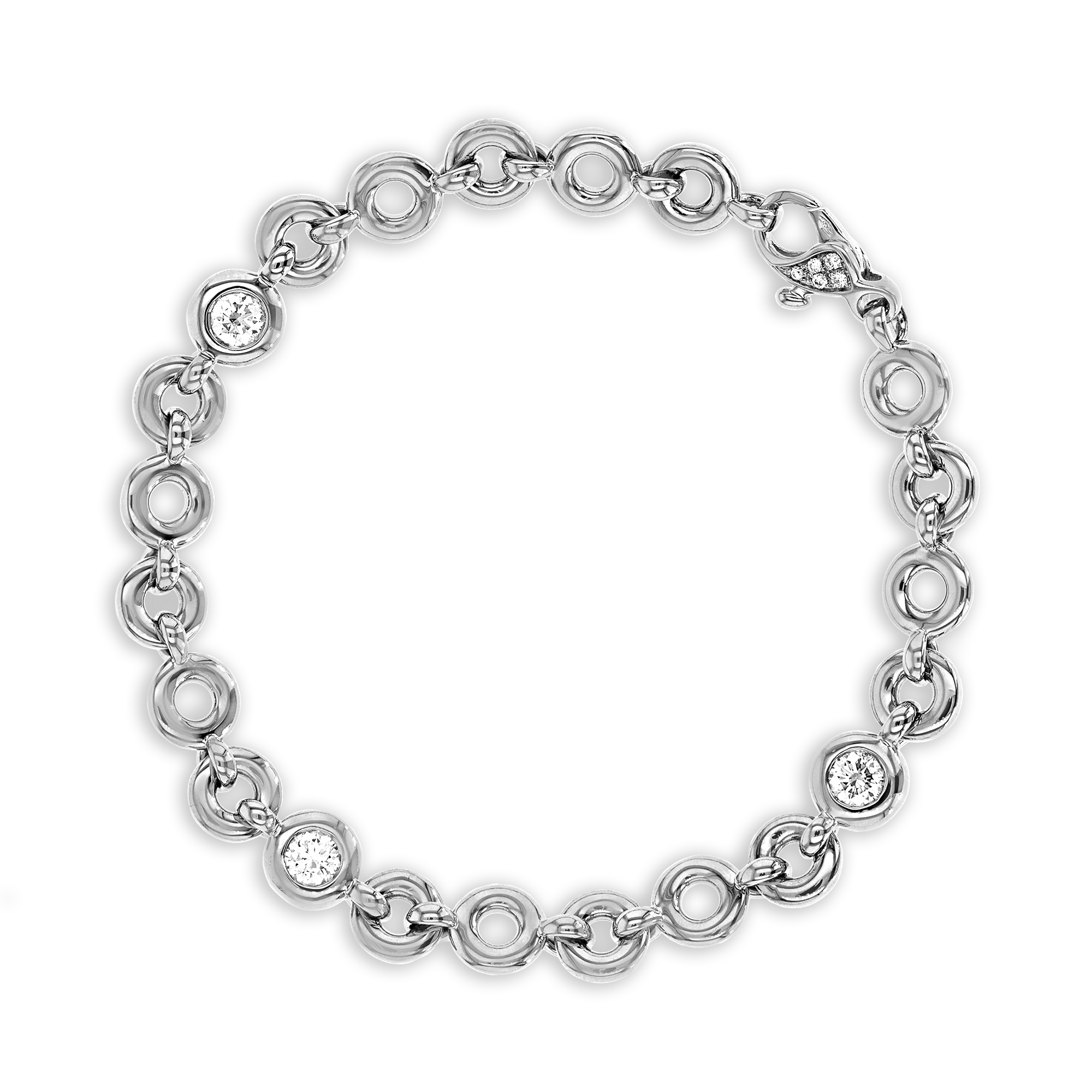 RockChain Three Stone Diamond Bracelet Brilliant Cut, Rubover Set_1