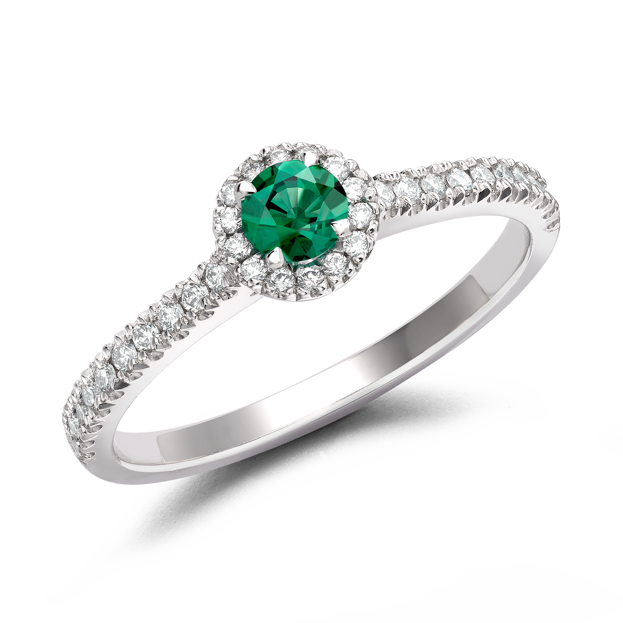 Celestial 0.25ct Emerald and Diamond Cluster Ring Brilliant cut, Claw set_1
