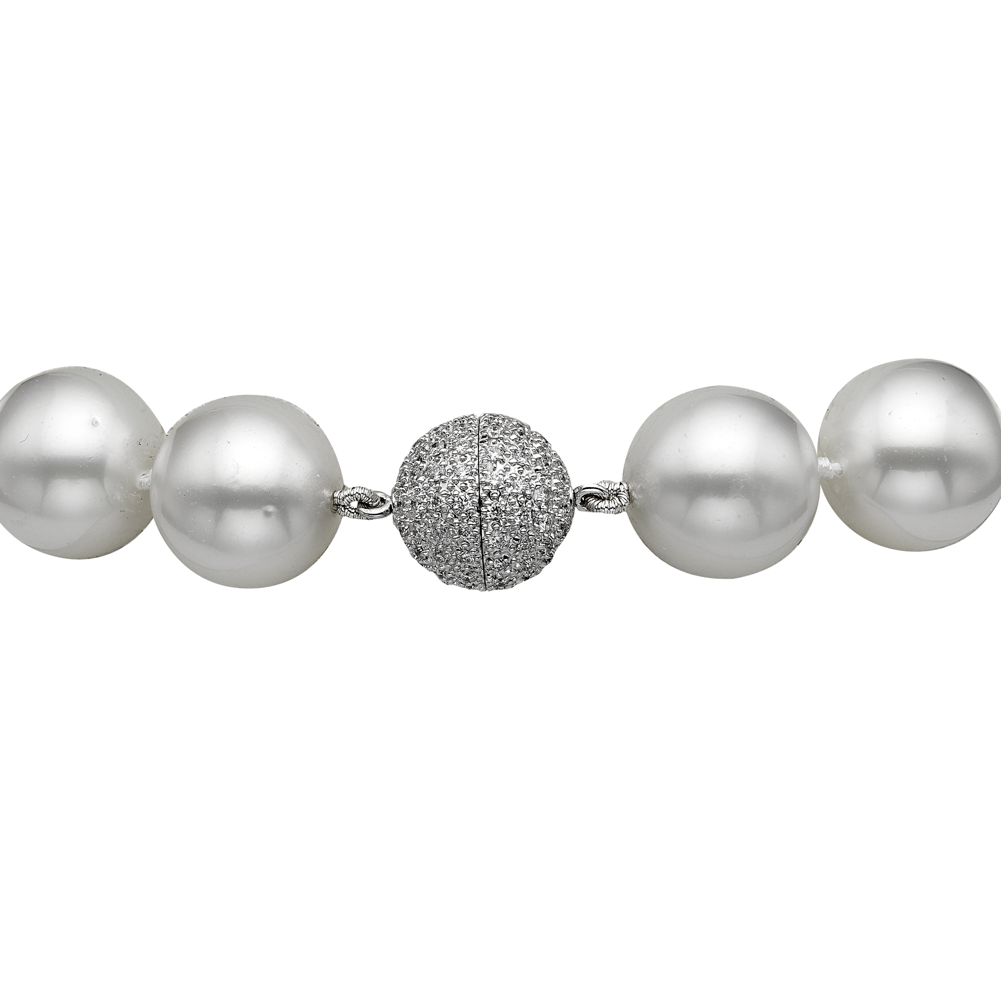 South Sea Pearl Necklace Brilliant cut Diamond Pave Set Twist Ball Clasp_3