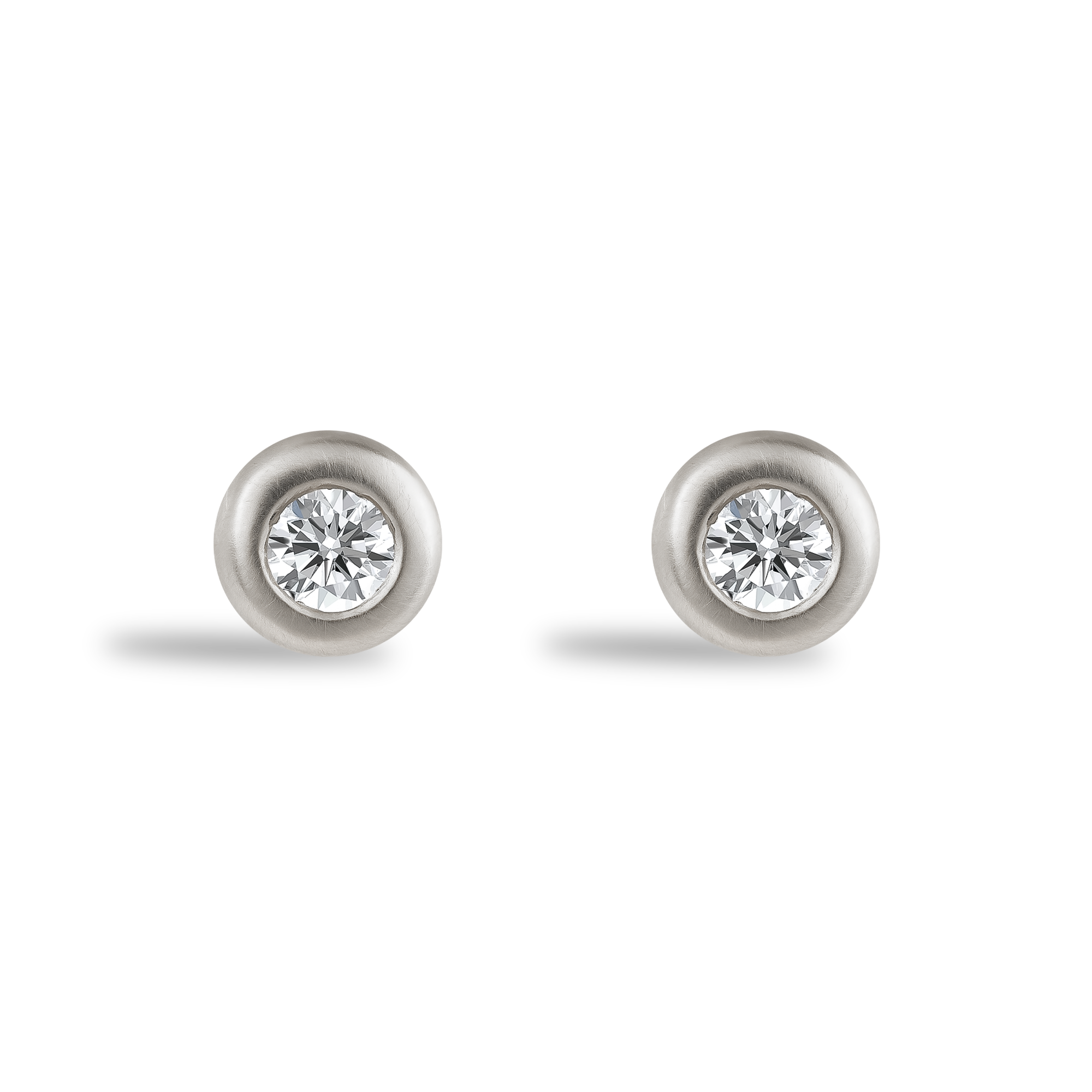 RockChain Two Stone Diamond Stud Earrings Brilliant Cut, Rubover Set_1