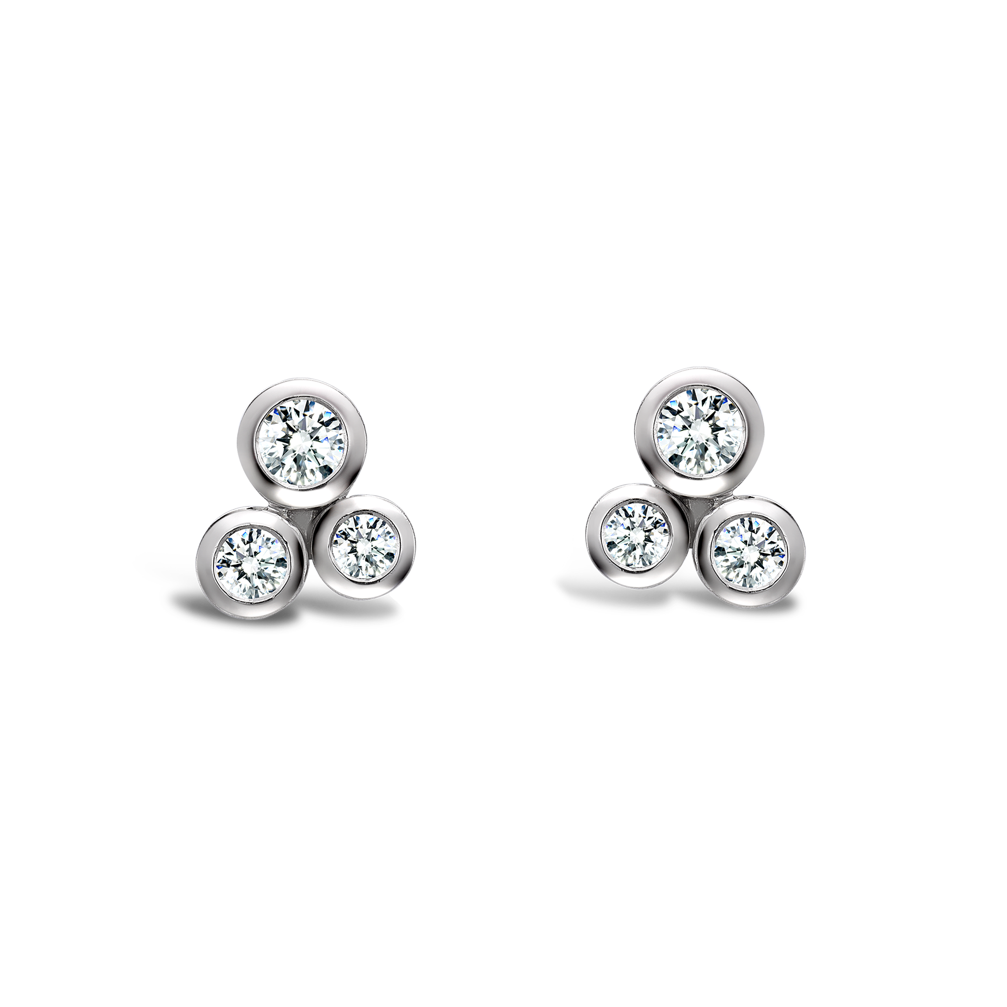 Bubbles Diamond Stud Earrings Brilliant Cut, Rubover Set_1